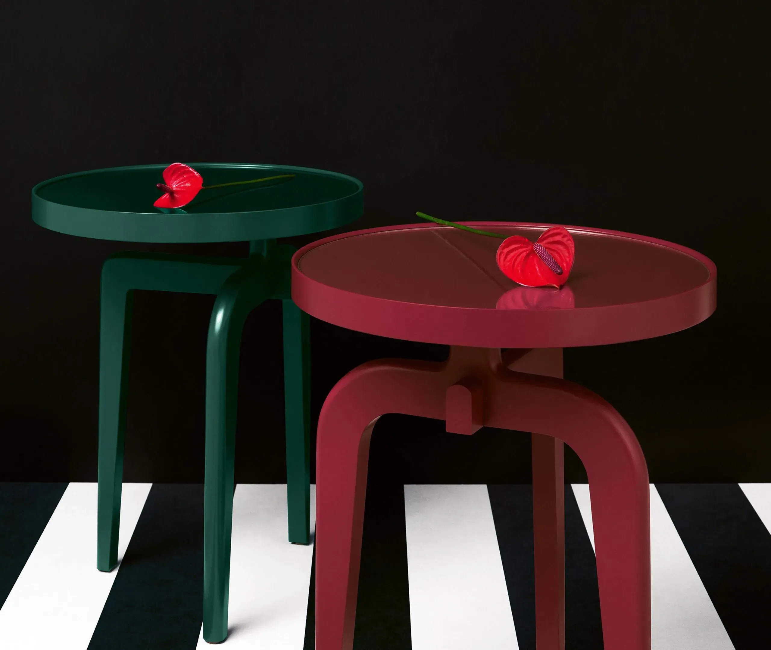 Round Side Table with Glass Top - Black, Wood