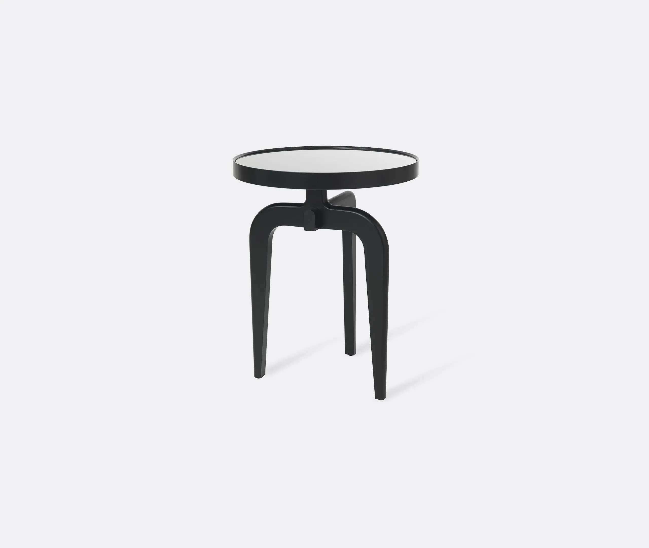 Round Side Table with Glass Top - Black, Wood