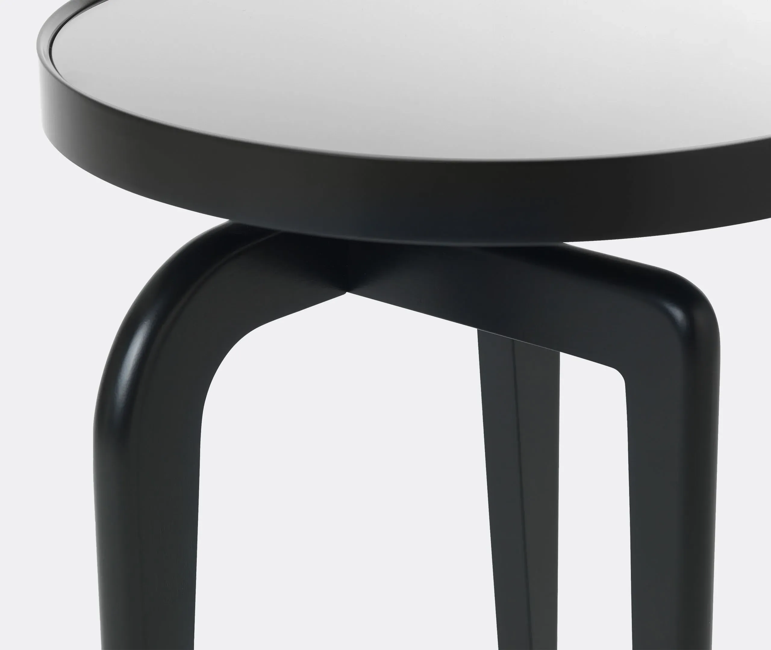 Round Side Table with Glass Top - Black, Wood