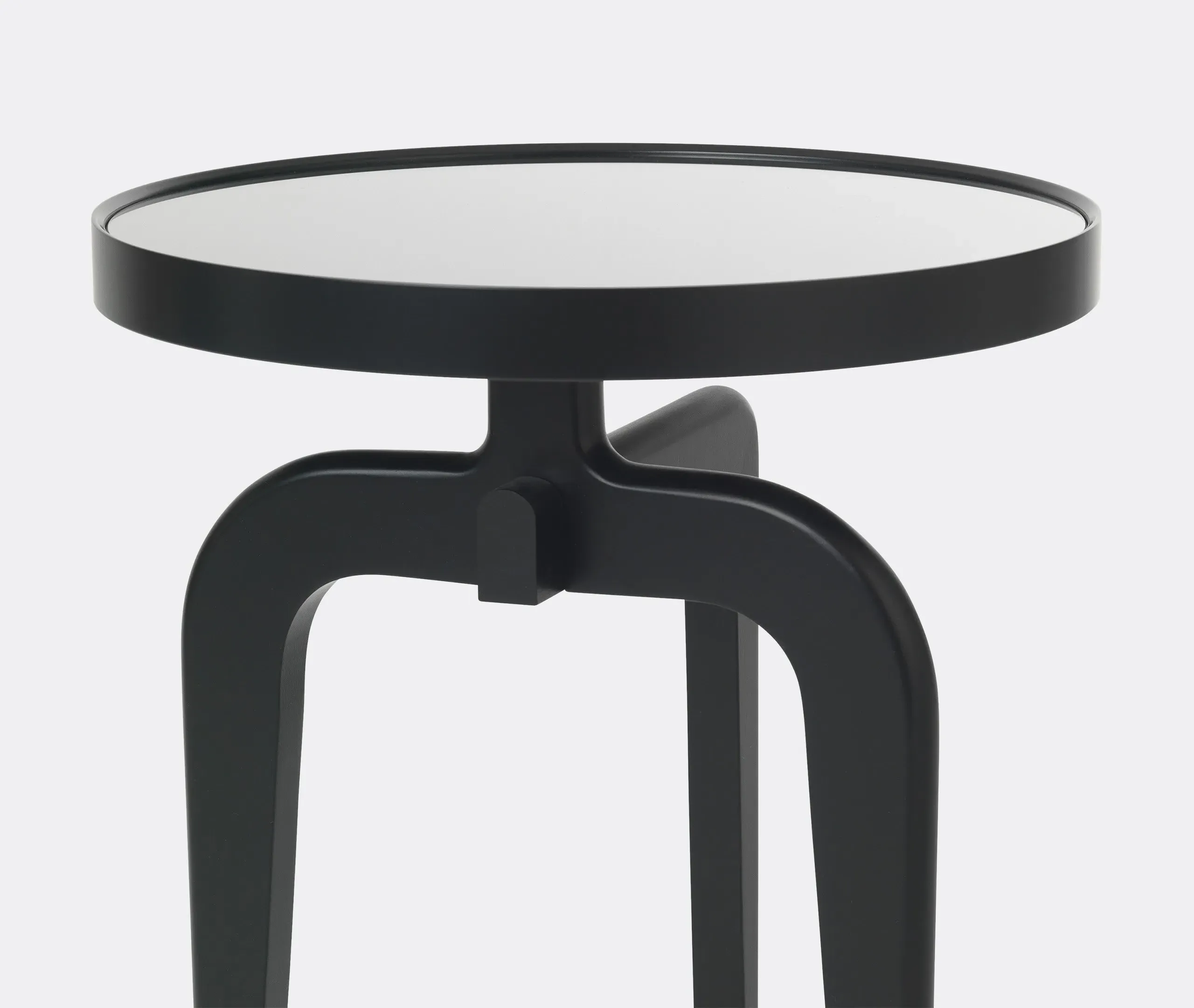Round Side Table with Glass Top - Black, Wood