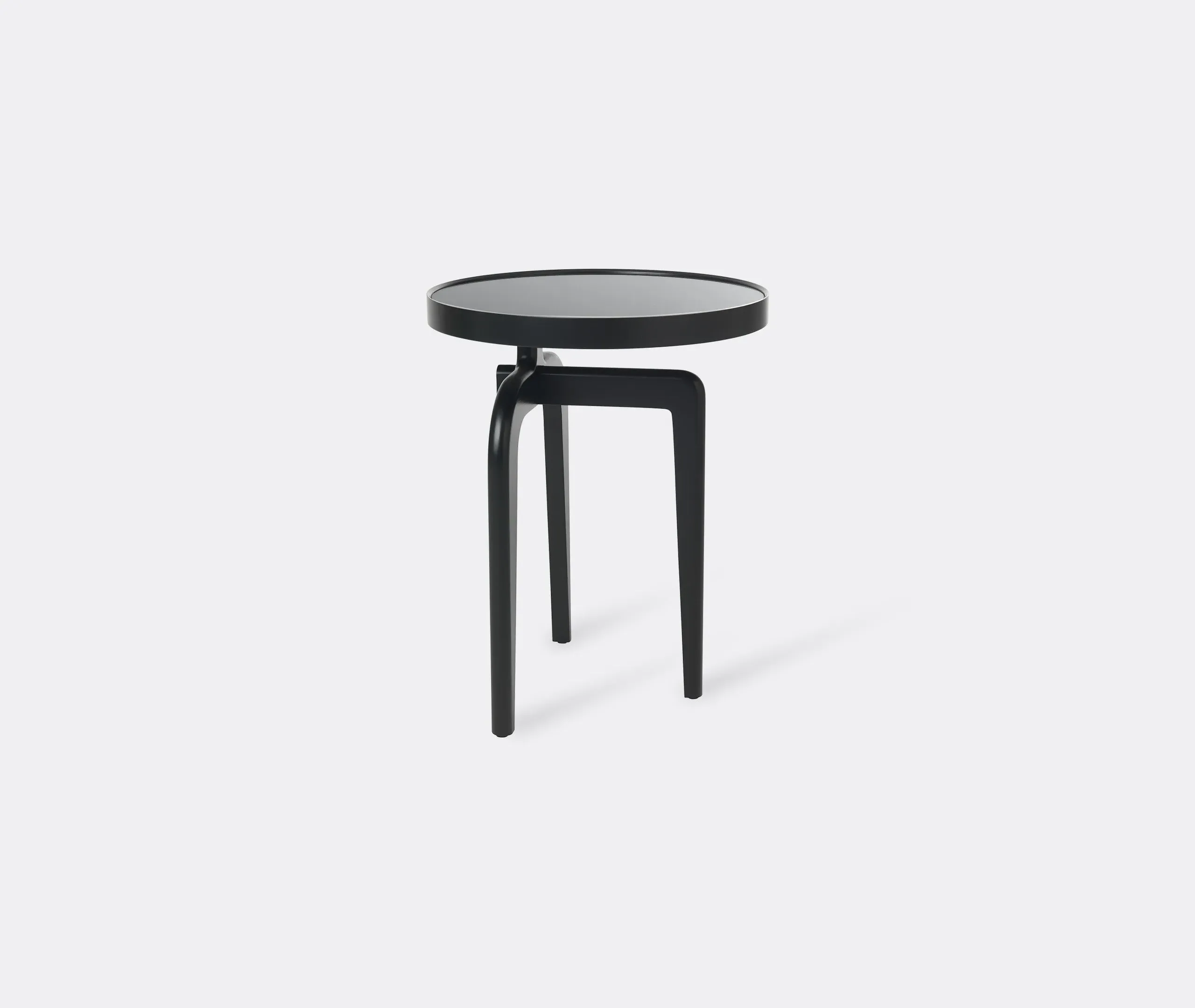 Round Side Table with Glass Top - Black, Wood