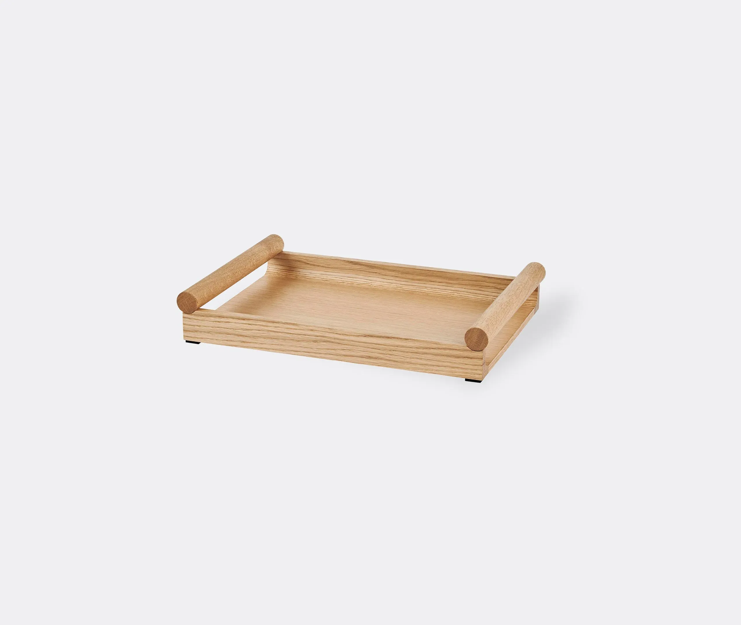 Small Serving Tray with Handles - Oak Wood image