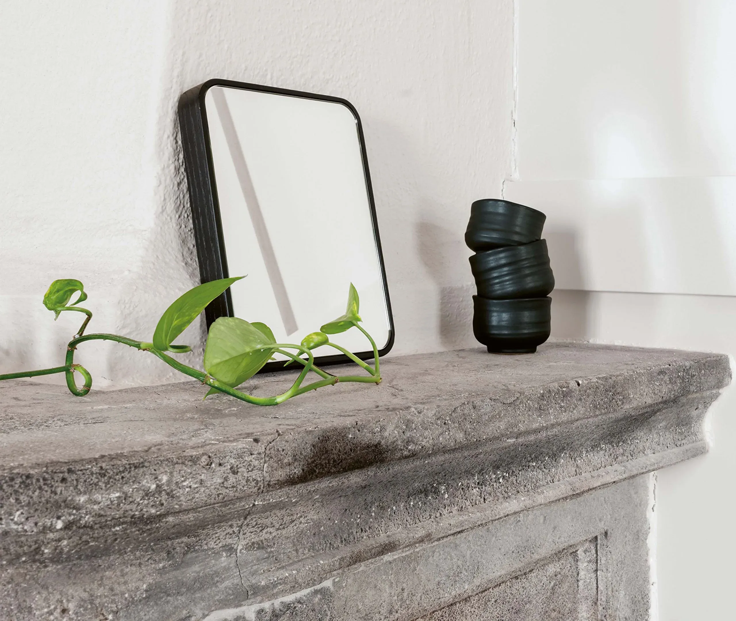 Small Square Wall Mirror - Black, Solid Wood