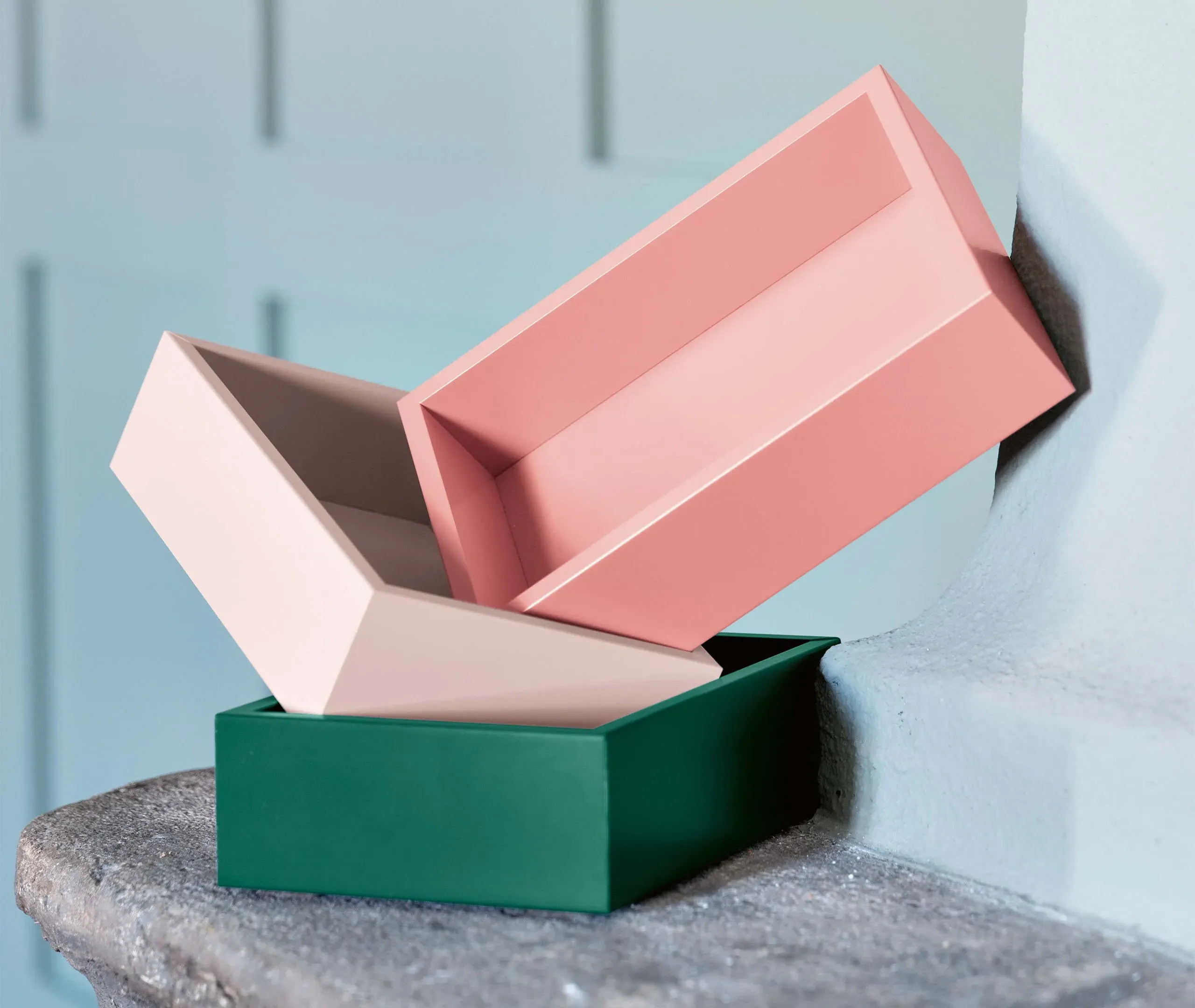 Small Valet Tray with Storage - Dusky Rose, Wood
