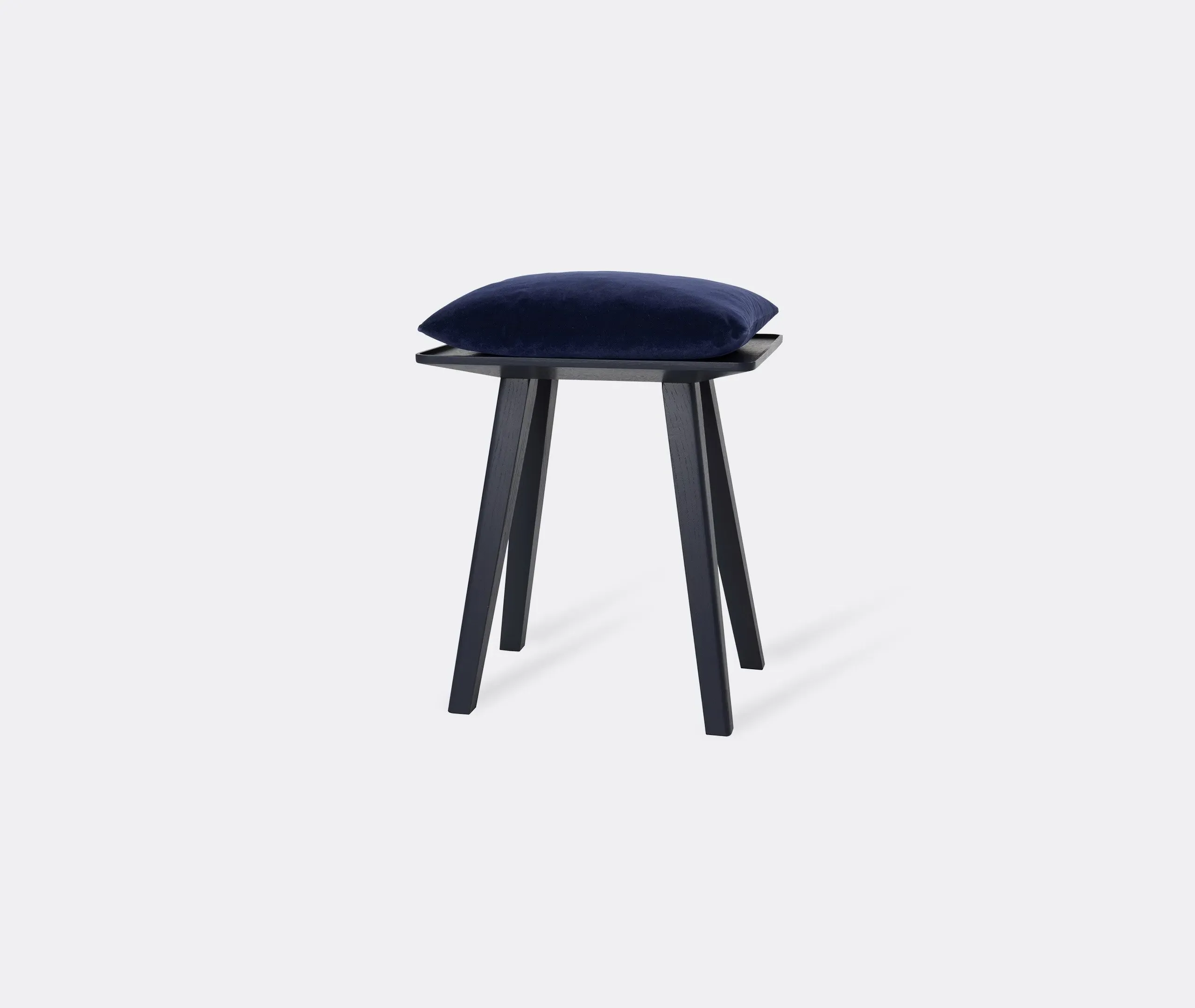 Square Stool with Angled Legs - Granite, Wood