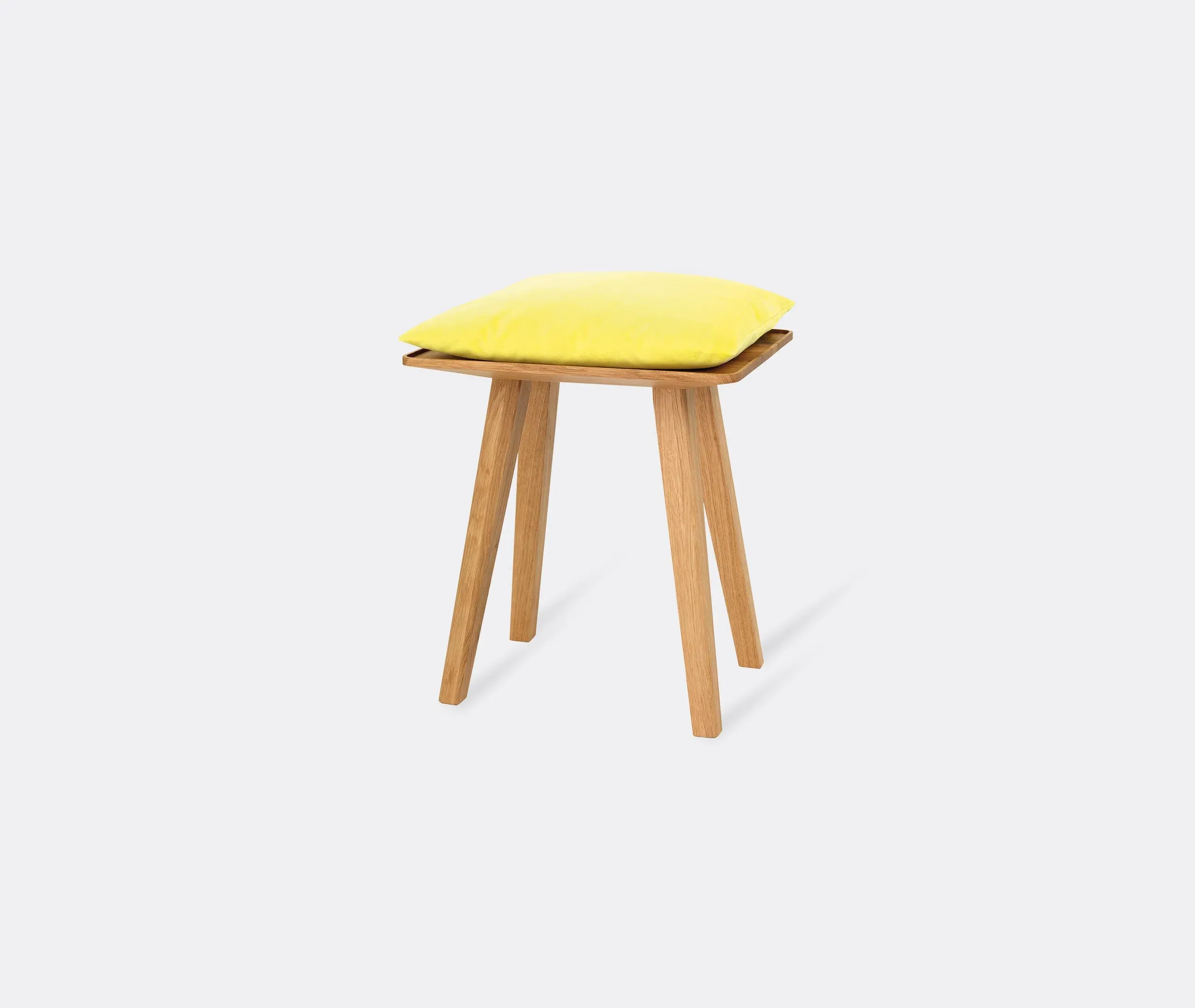 Square Stool with Angled Legs - Oak, Solid Wood