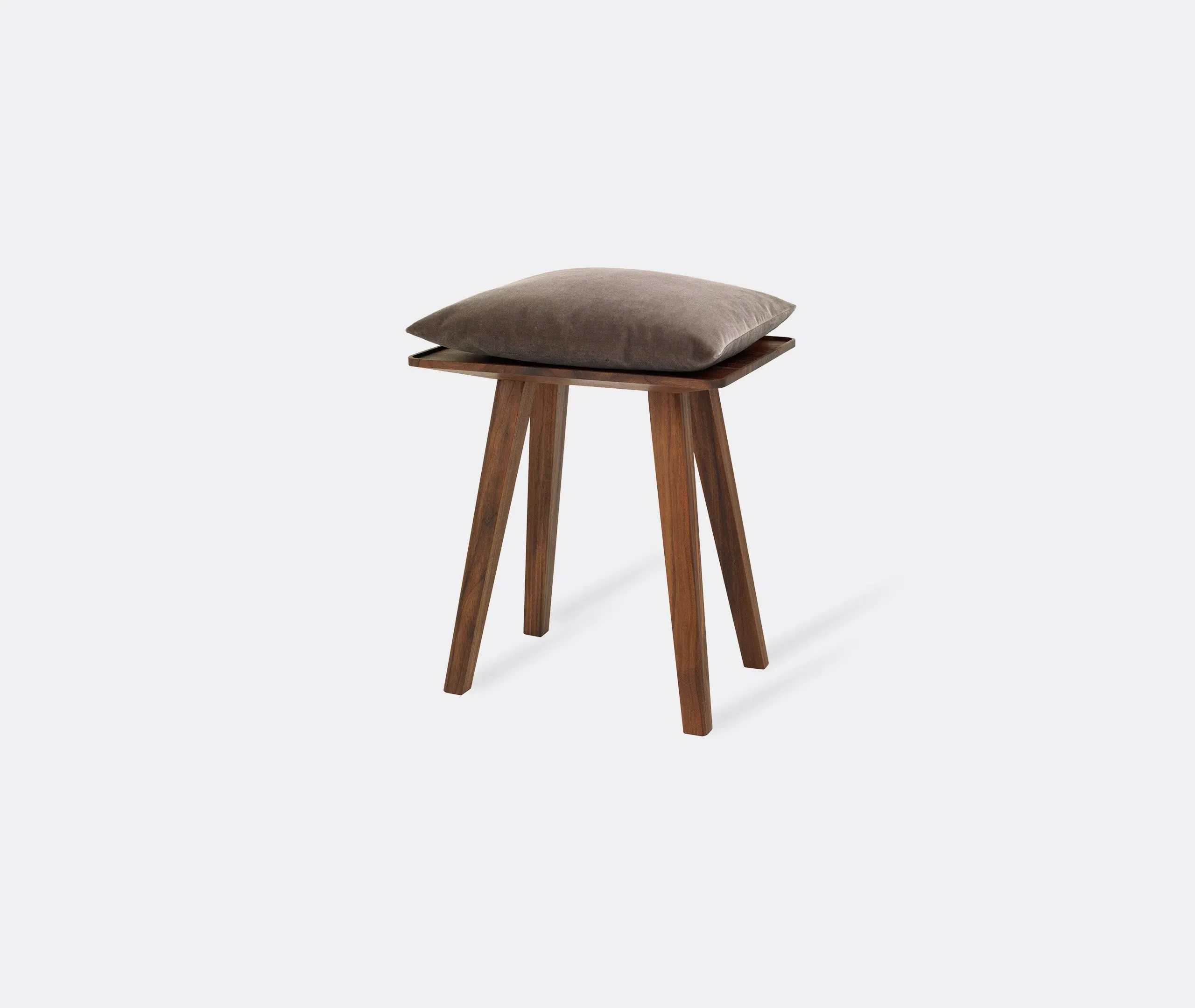 Square Stool with Angled Legs - Walnut, Solid Wood