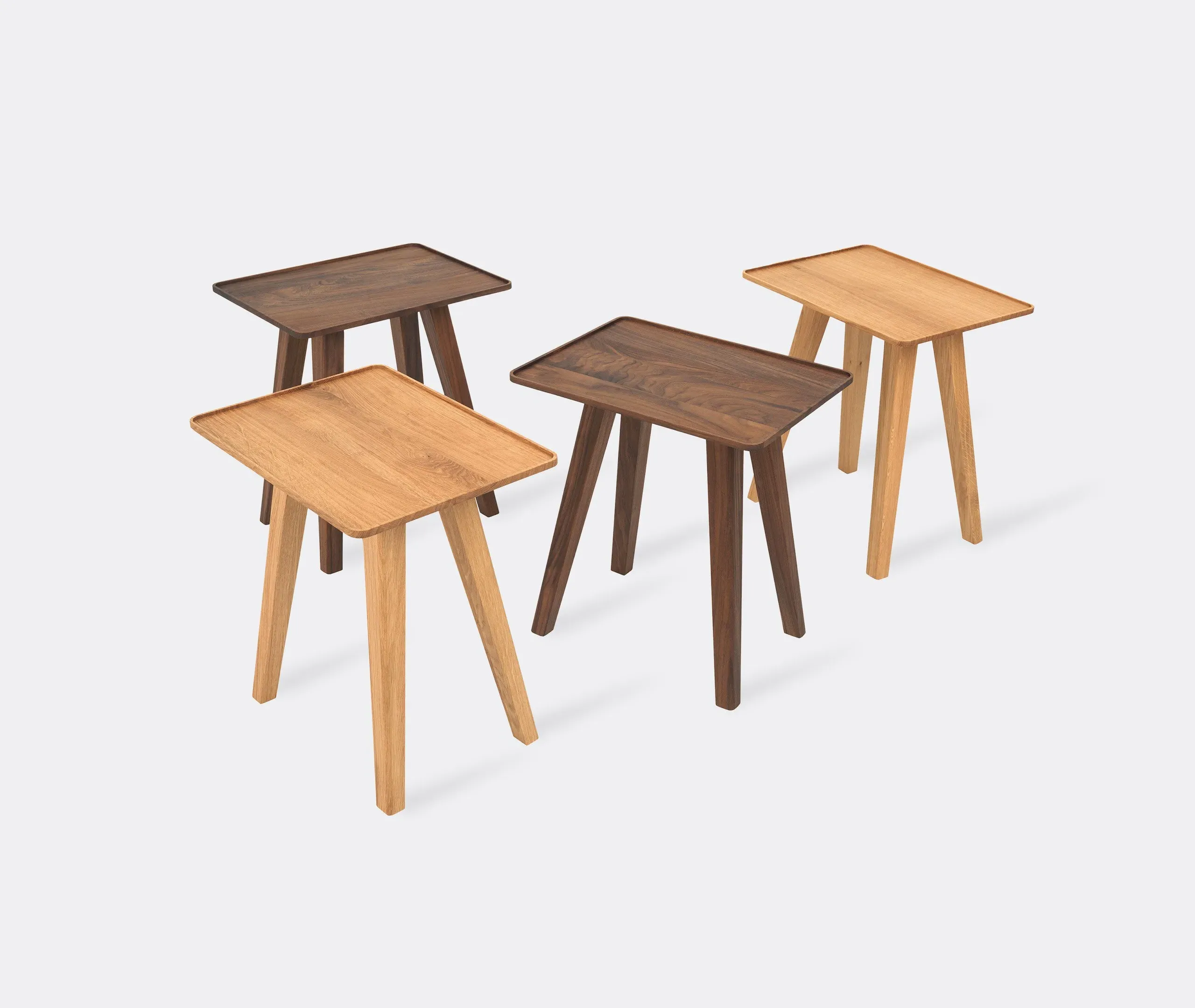 Square Stool with Angled Legs - Walnut, Solid Wood