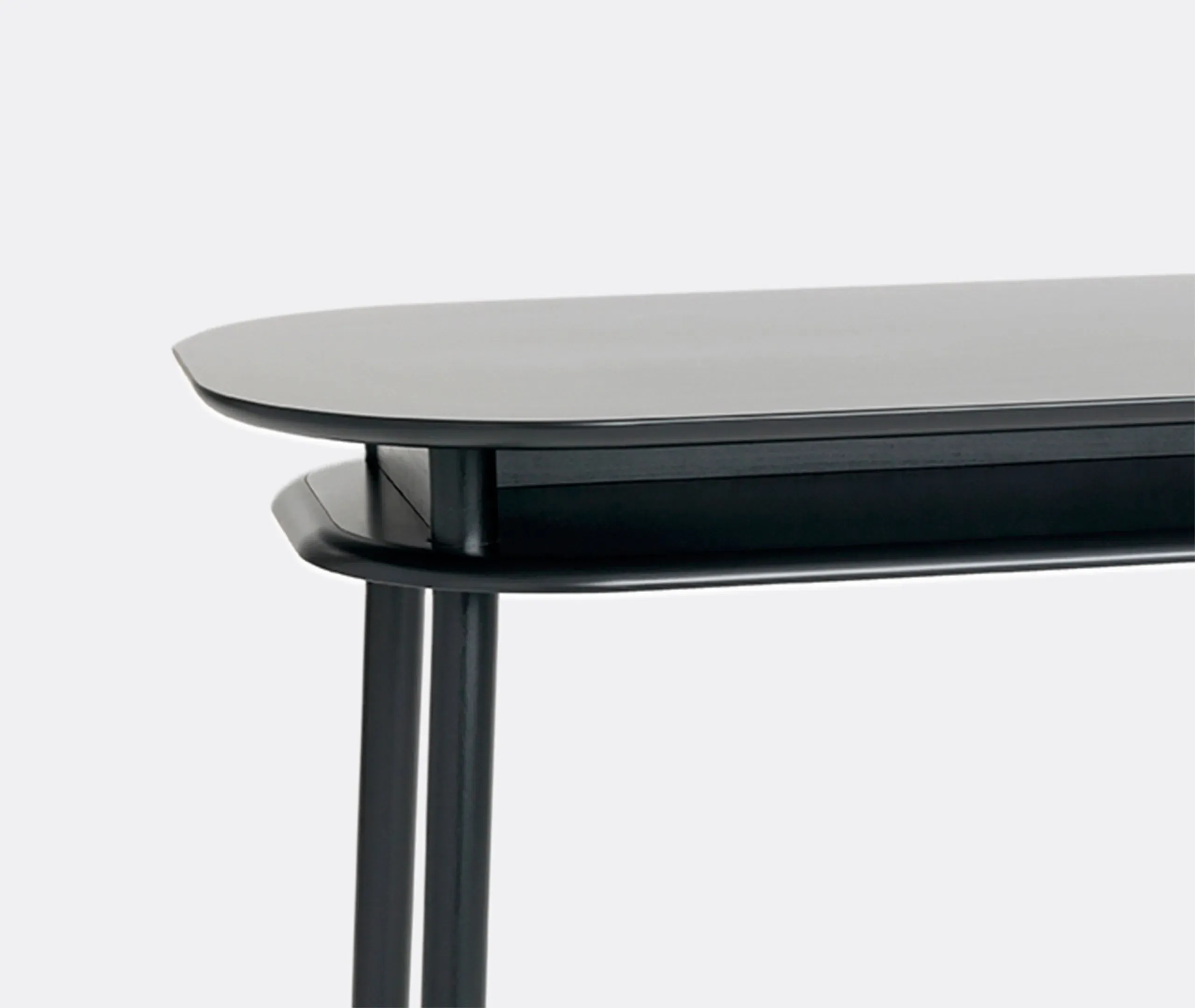 Writing Desk with Storage - Black, Solid Wood