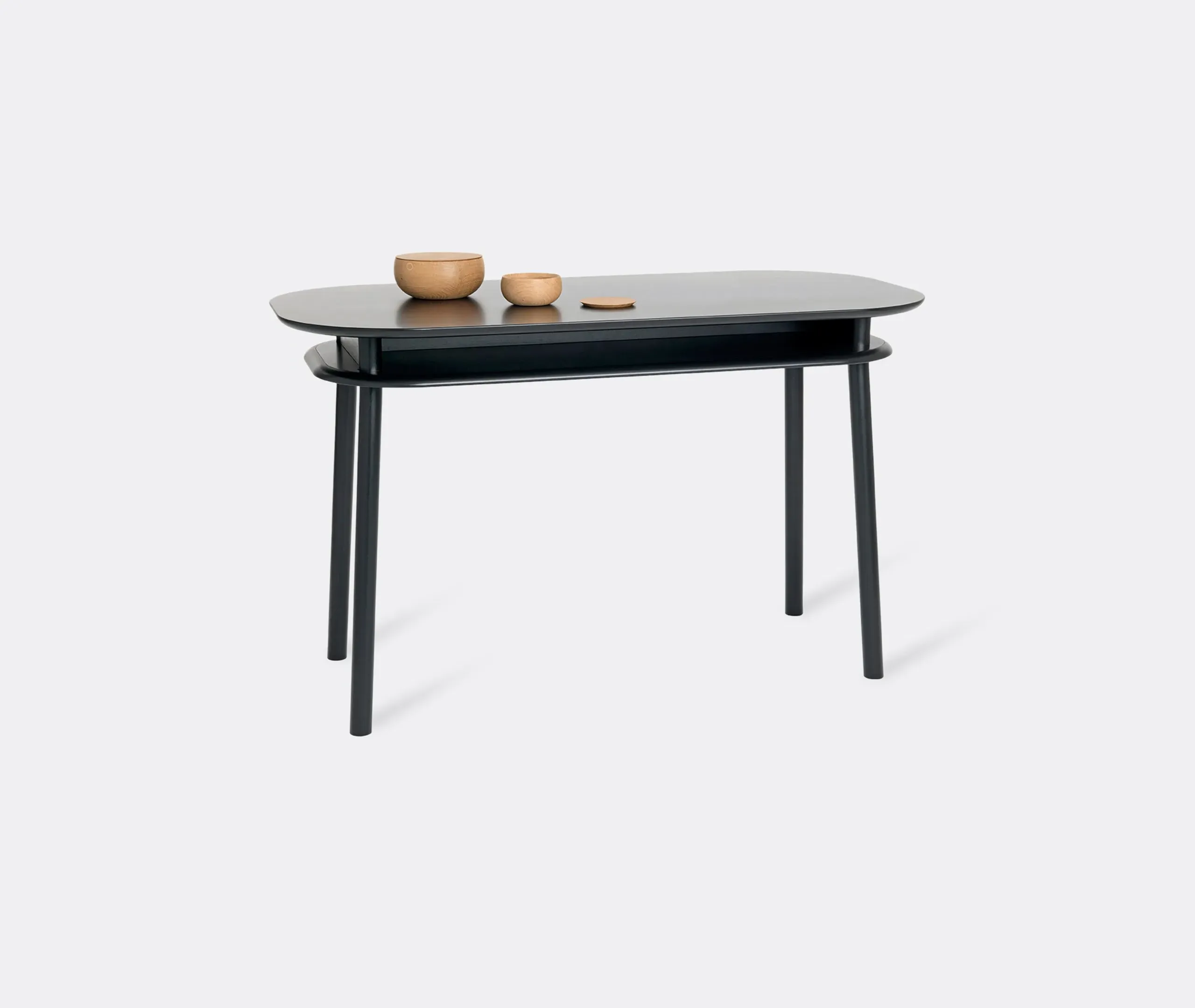 Writing Desk with Storage - Black, Solid Wood