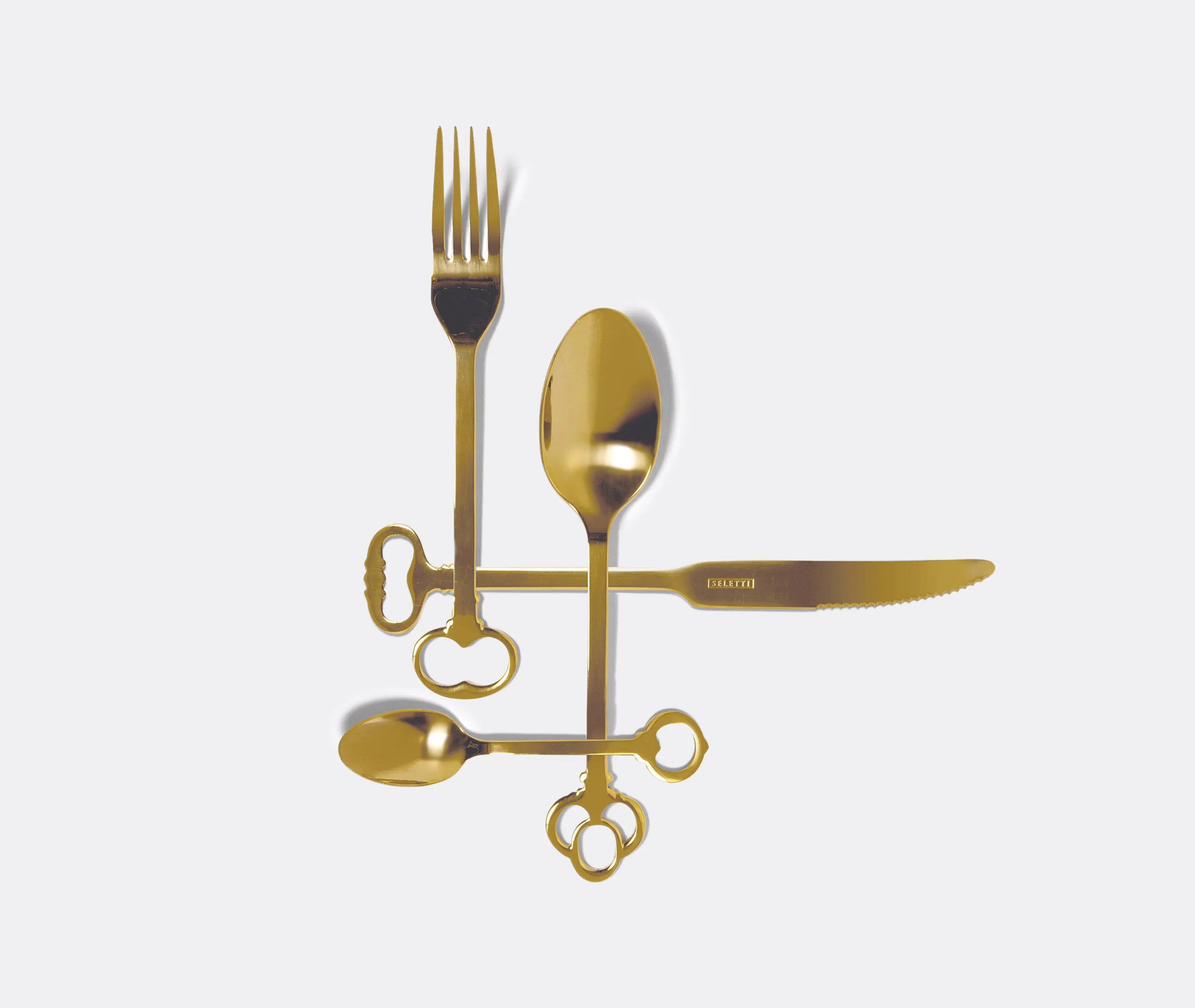 24-Piece Cutlery Set with Key Design - Gold