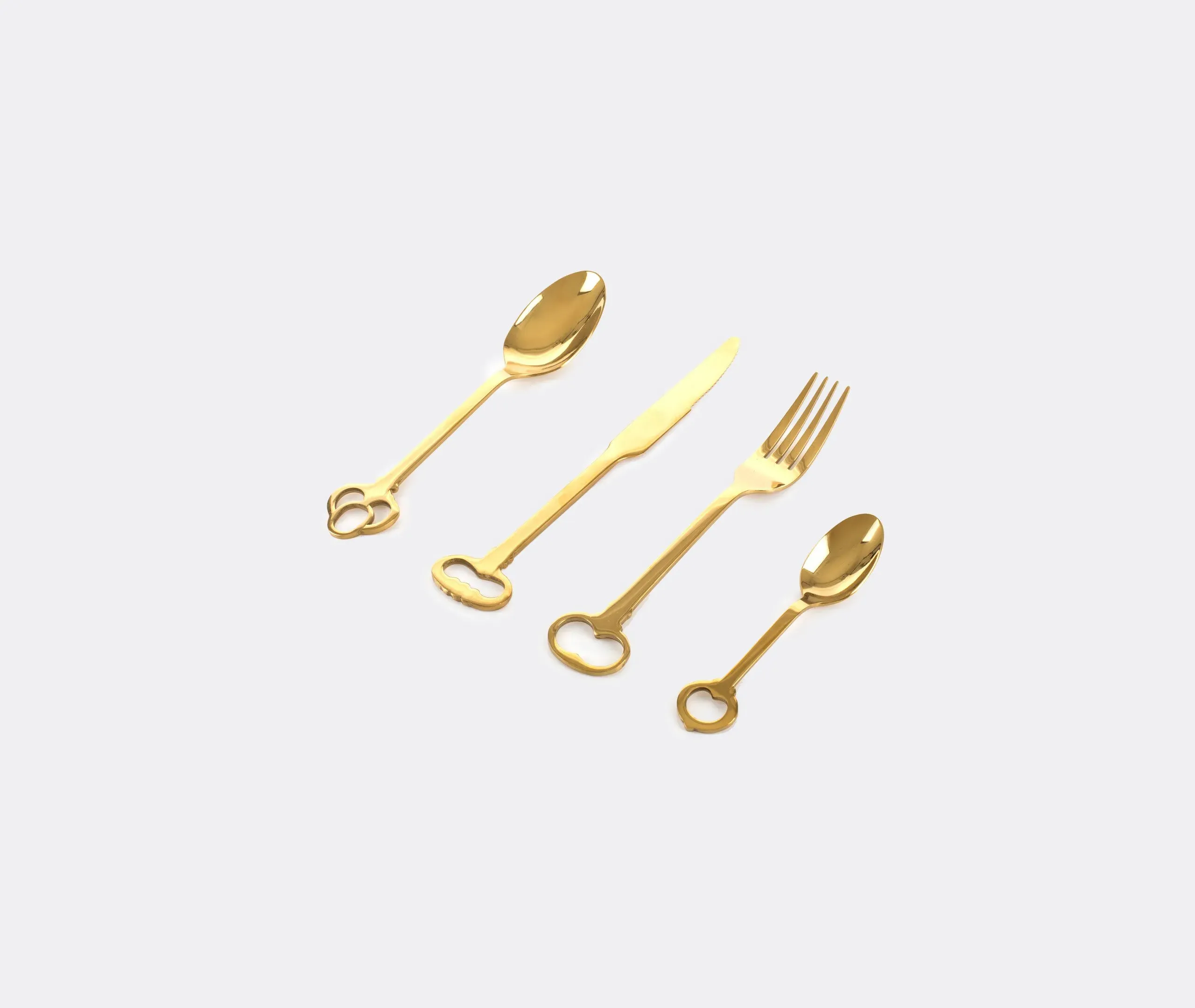 24-Piece Cutlery Set with Key Design - Gold
