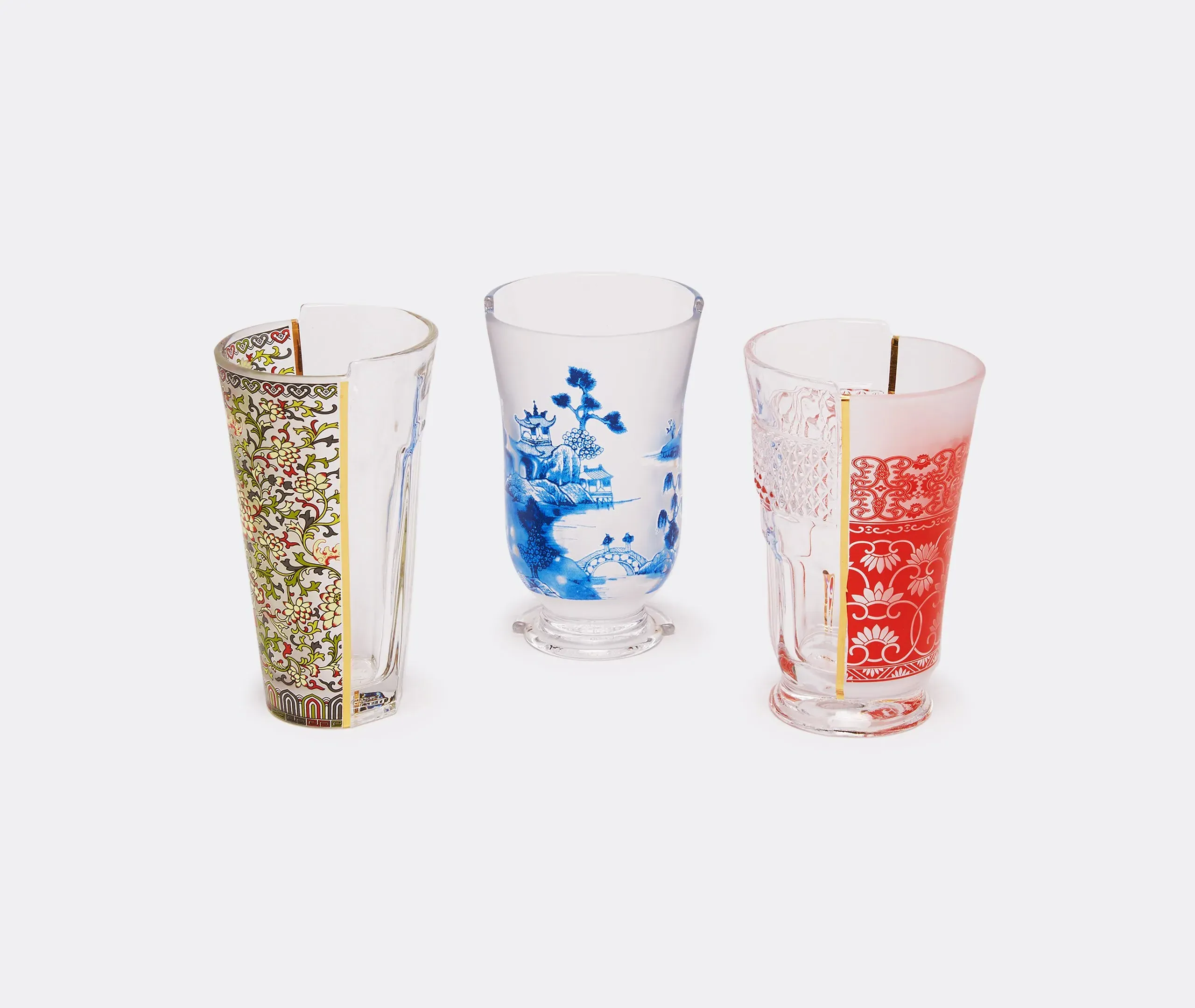 3-Piece Glass Set - Multicolor, Bone China