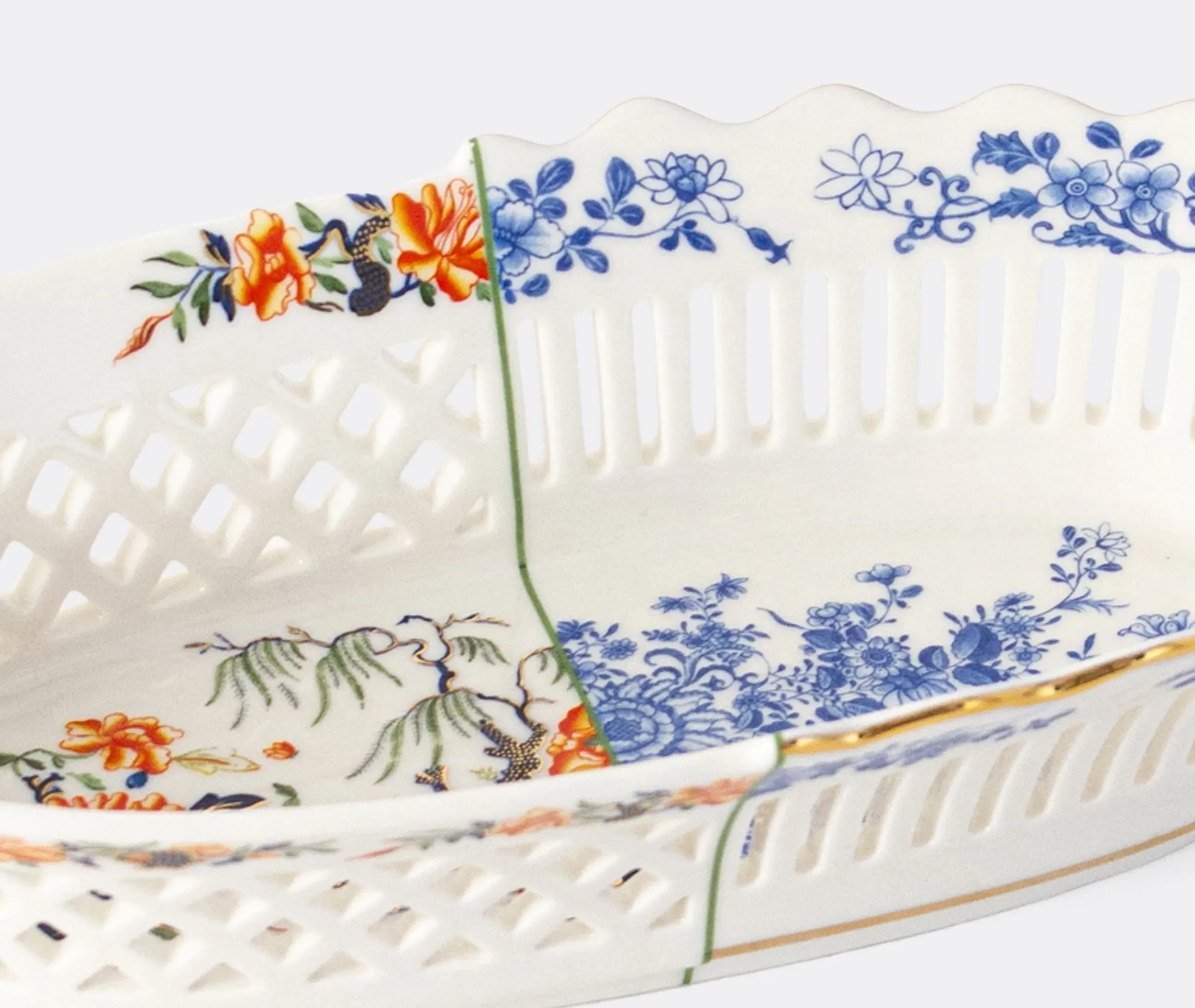 Bread Basket with Floral Design - Multicolor