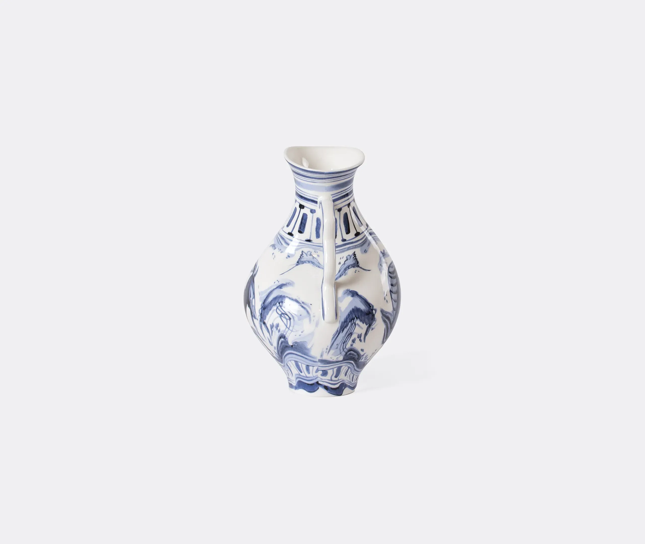 Classic On Acid Ibex Vase - White, Blue, Porcelain alternate view