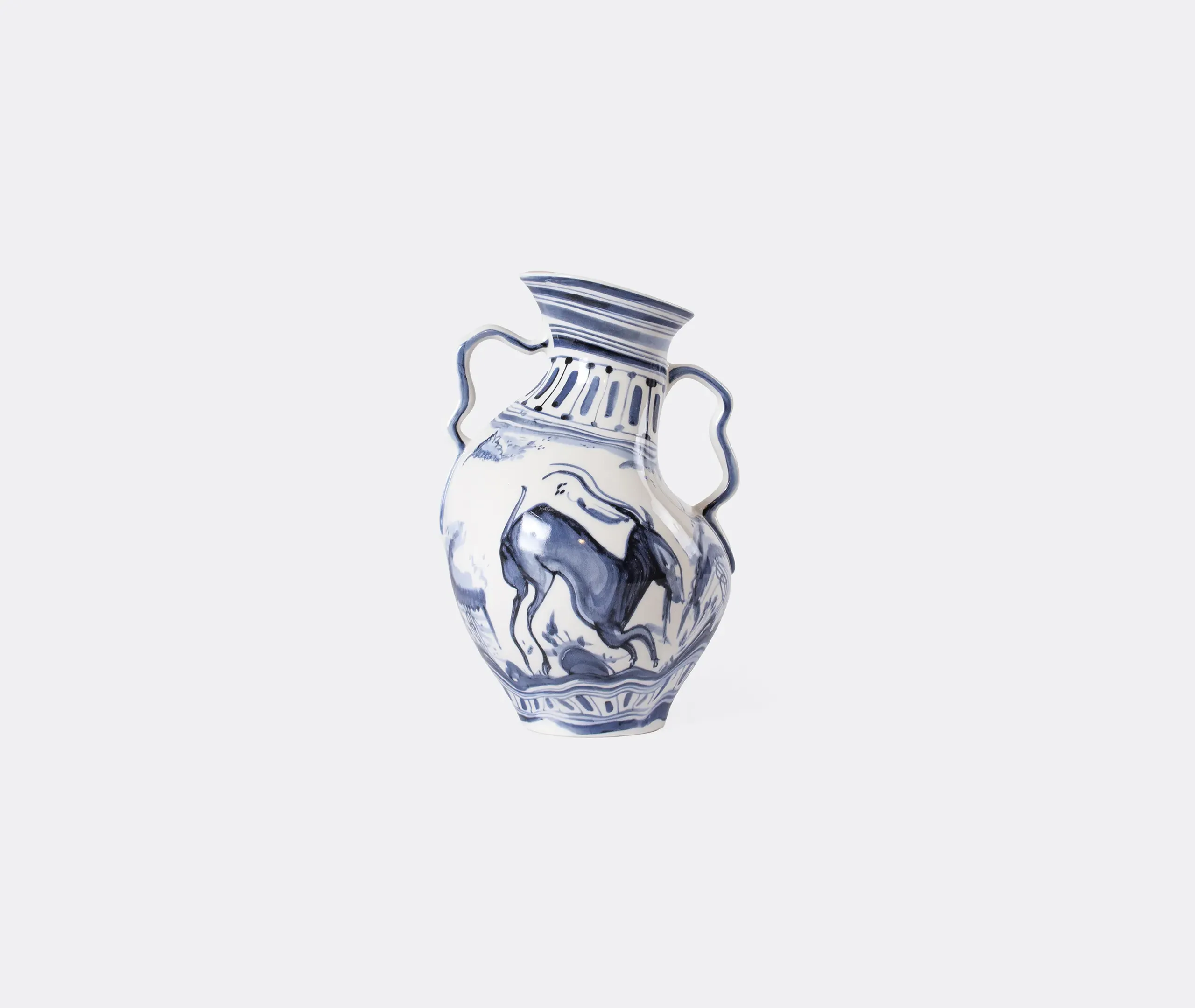 Classic On Acid Ibex Vase - White, Blue, Porcelain product