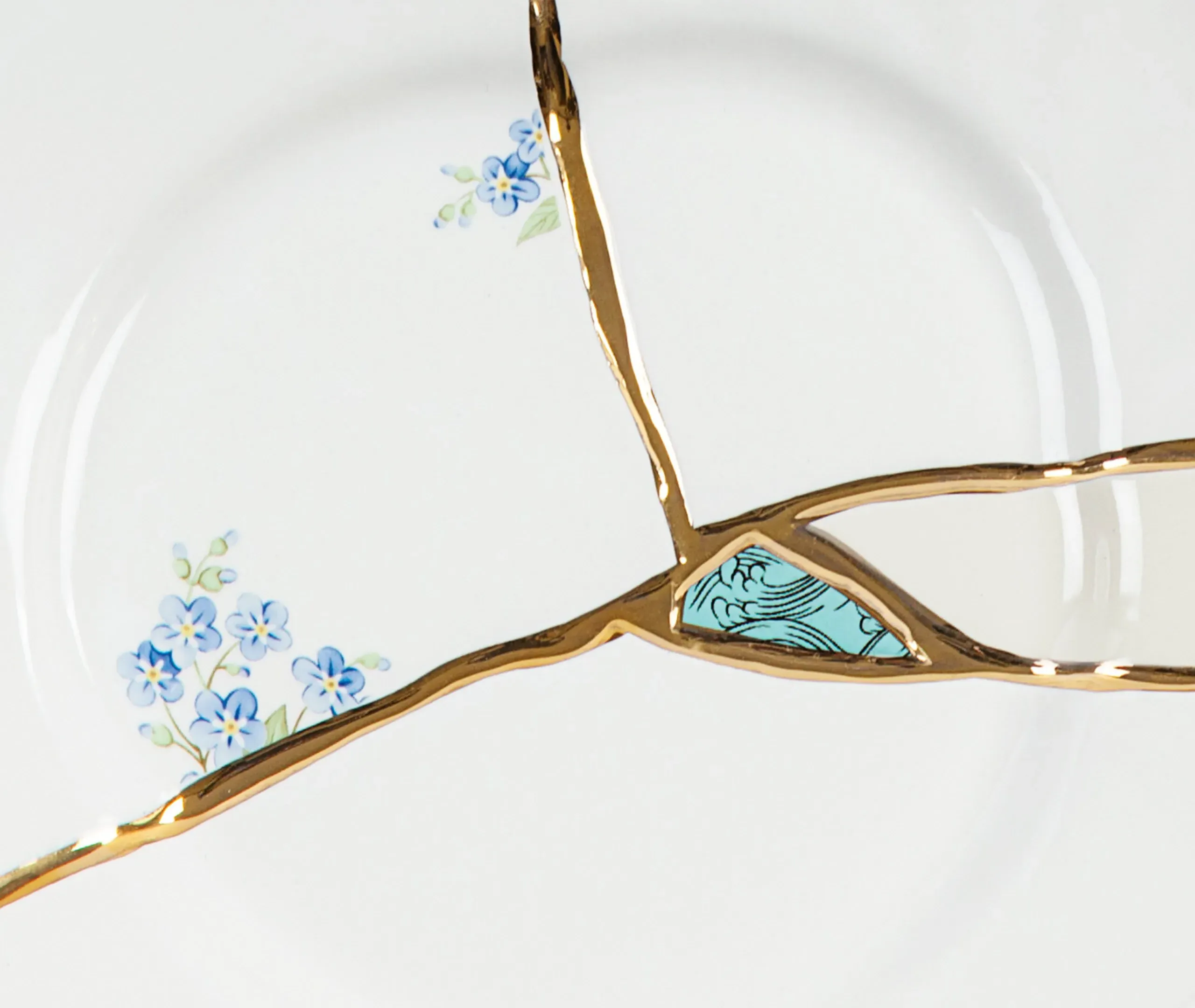 Dessert Plate with Gold Accents - Multicolor, Porcelain