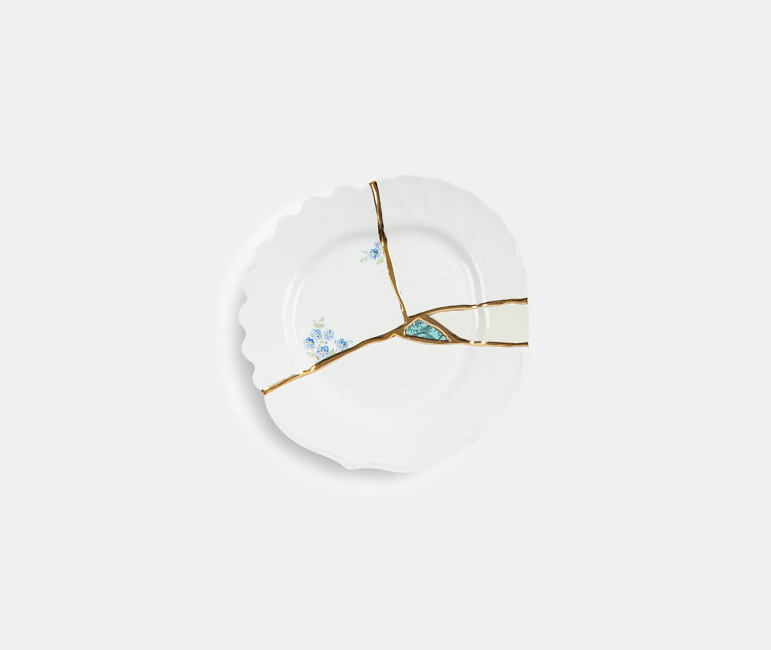 Dessert Plate with Gold Accents - Multicolor, Porcelain image