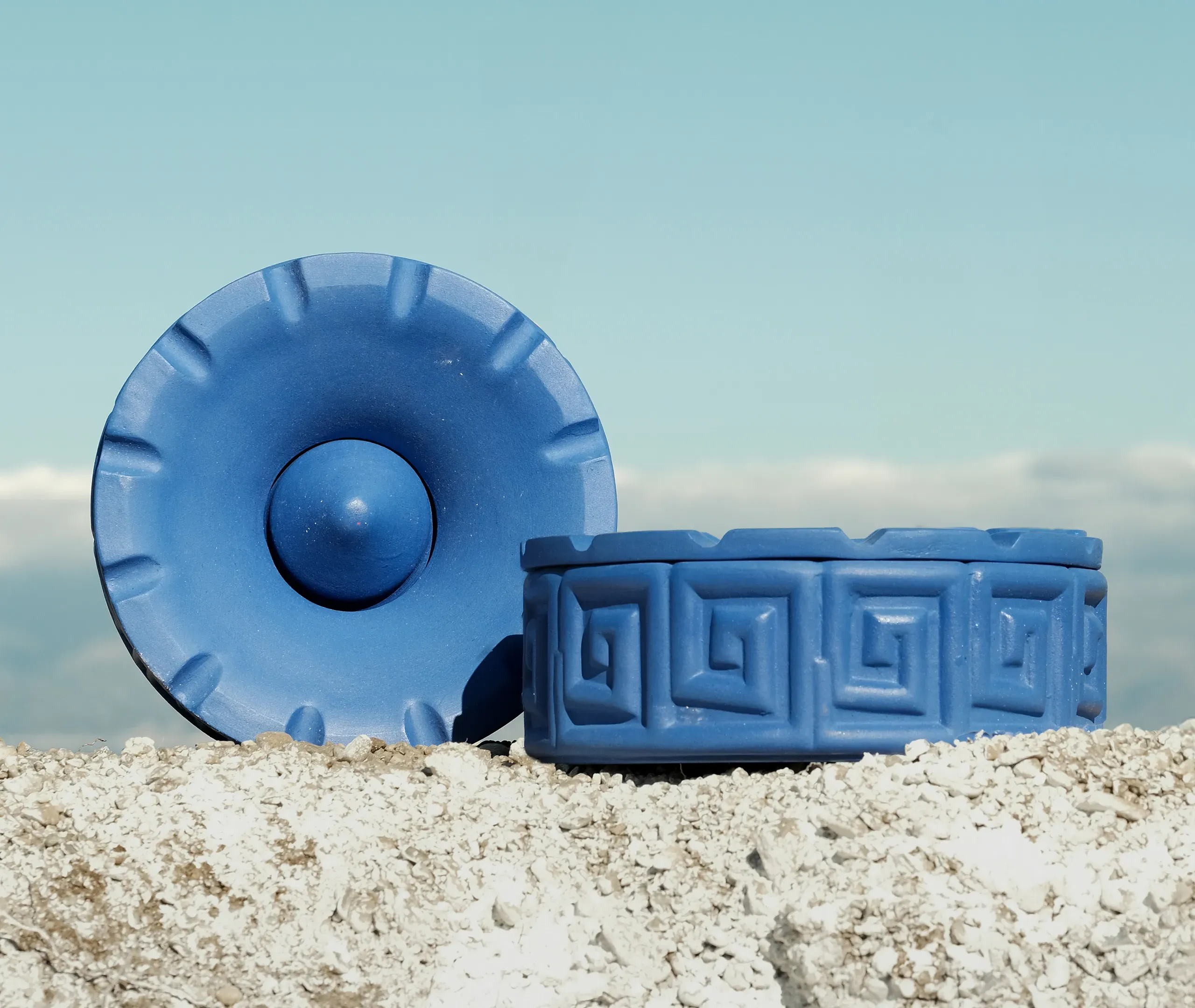 Geometric Terracotta Ashtray - Cobalt Blue