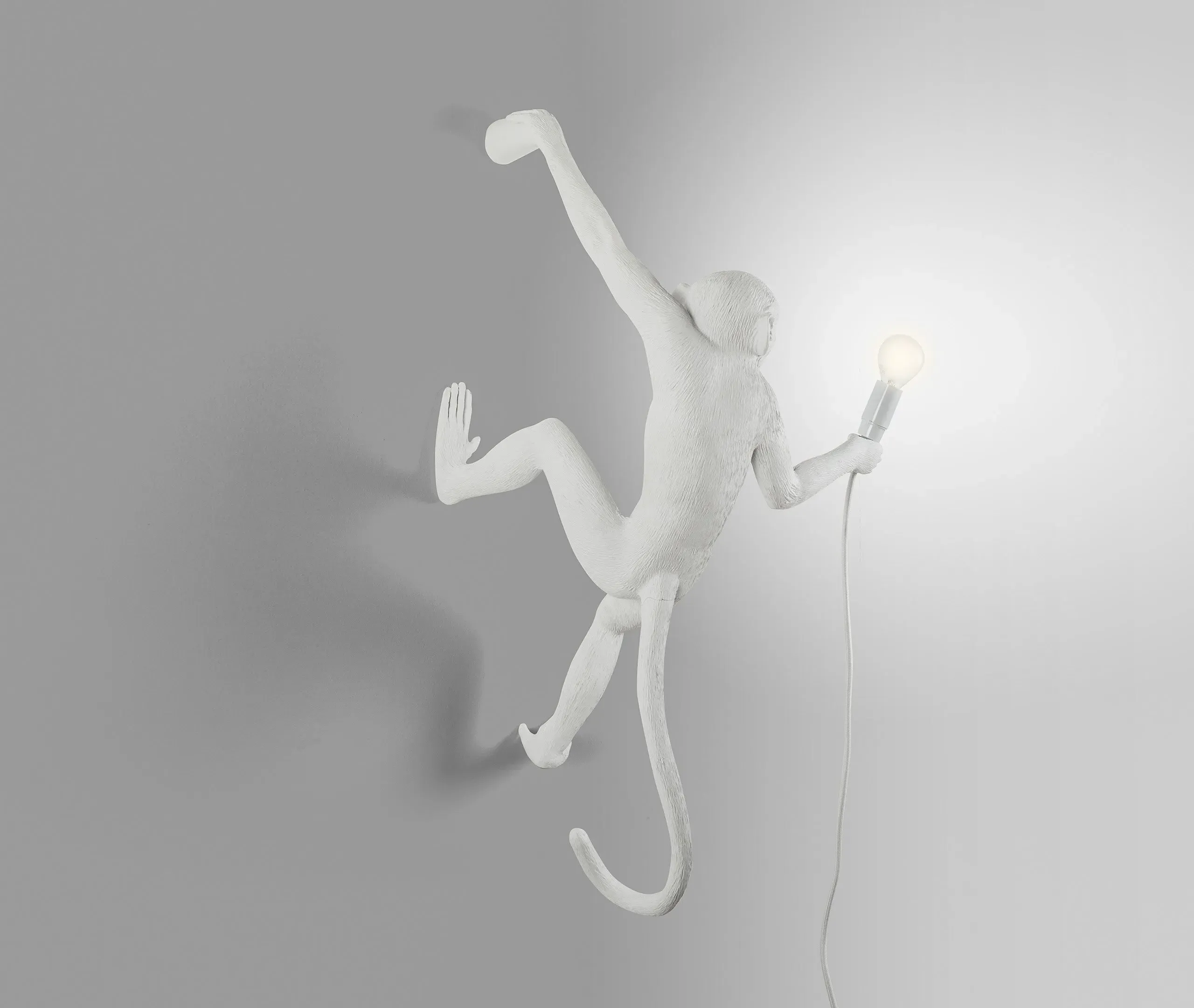 Hanging Monkey Lamp with LED - White, Resin