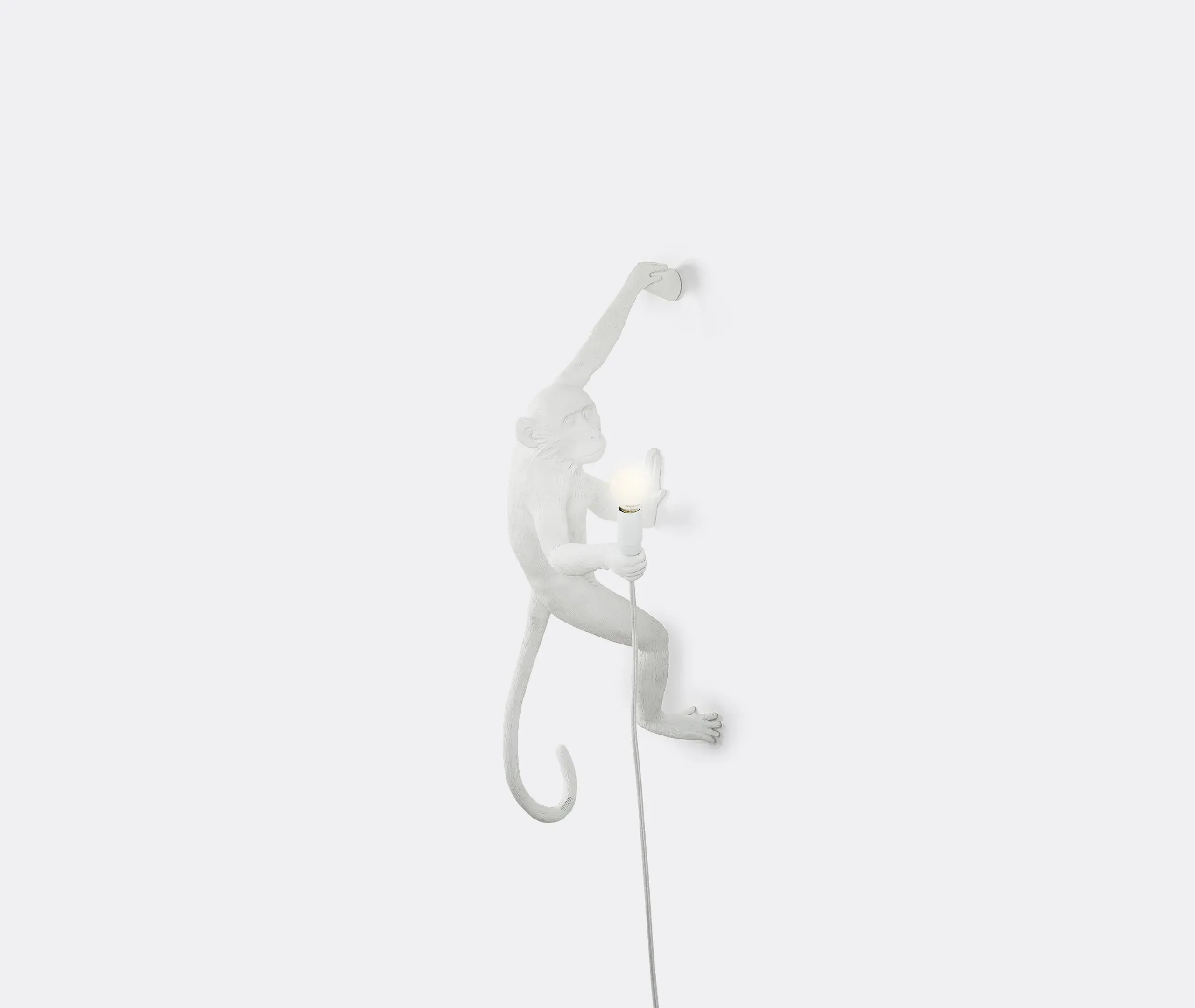 Hanging Monkey Lamp with LED - White, Resin