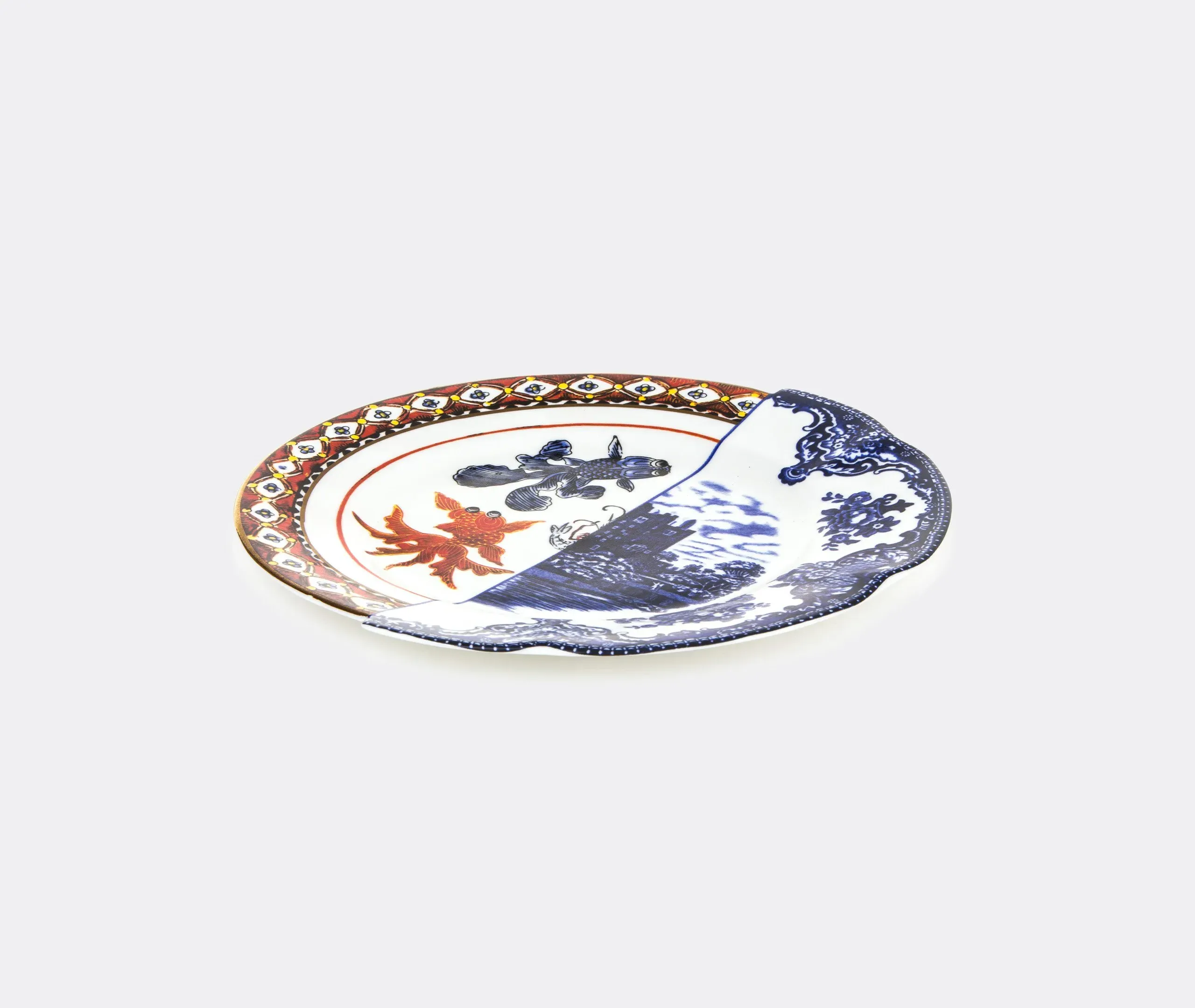 Hybrid Isaura Dinner Plate - White/Blue/Red, Bone China