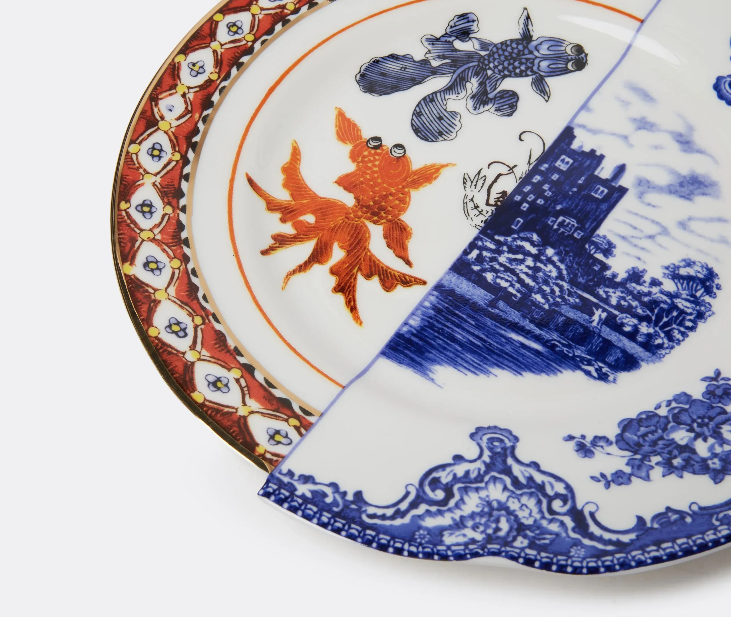 Hybrid Isaura Dinner Plate - White/Blue/Red, Bone China