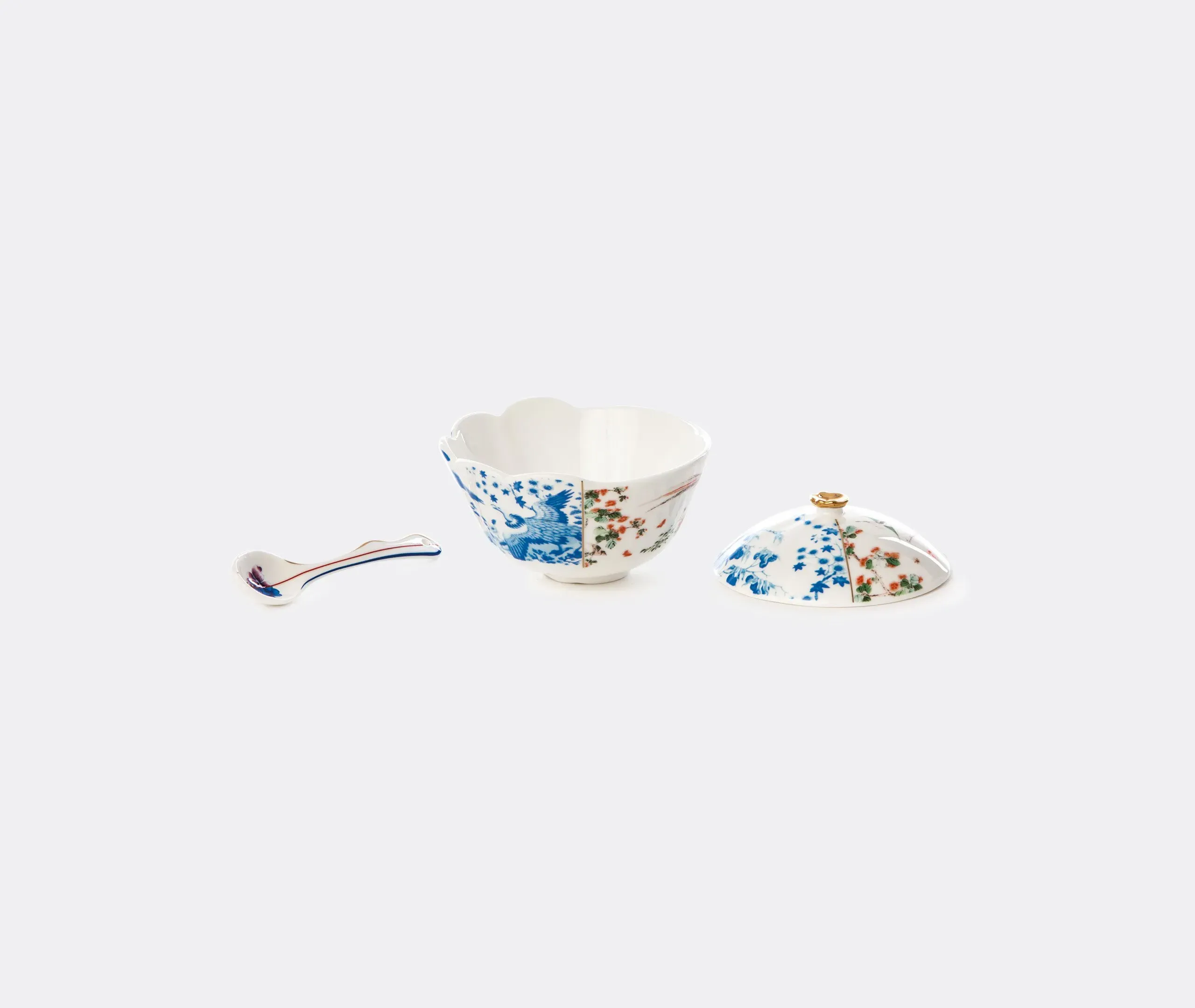 Hybrid Maurilia Sugar Pot with Spoon - Multicolor, Bone China