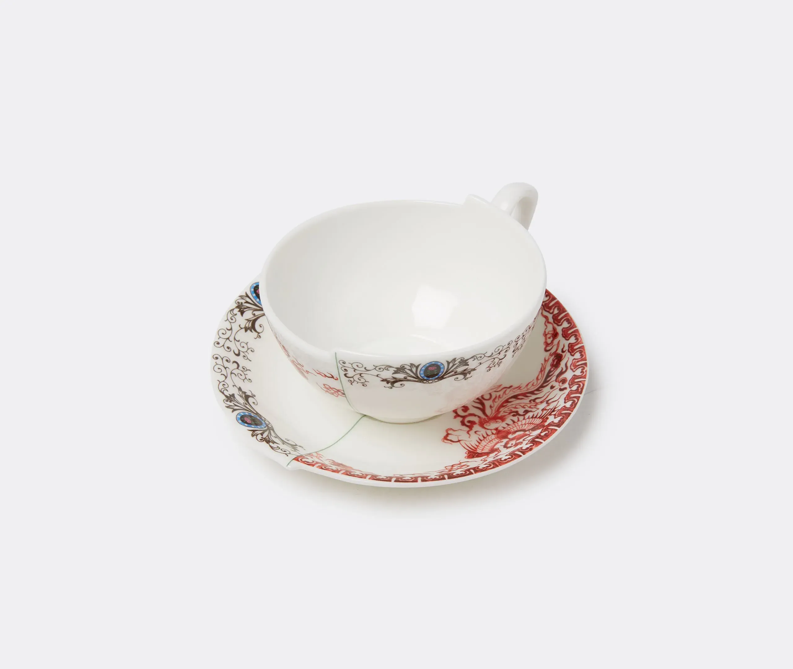 Hybrid Zora Teacup with Saucer - Multicolor, Bone China