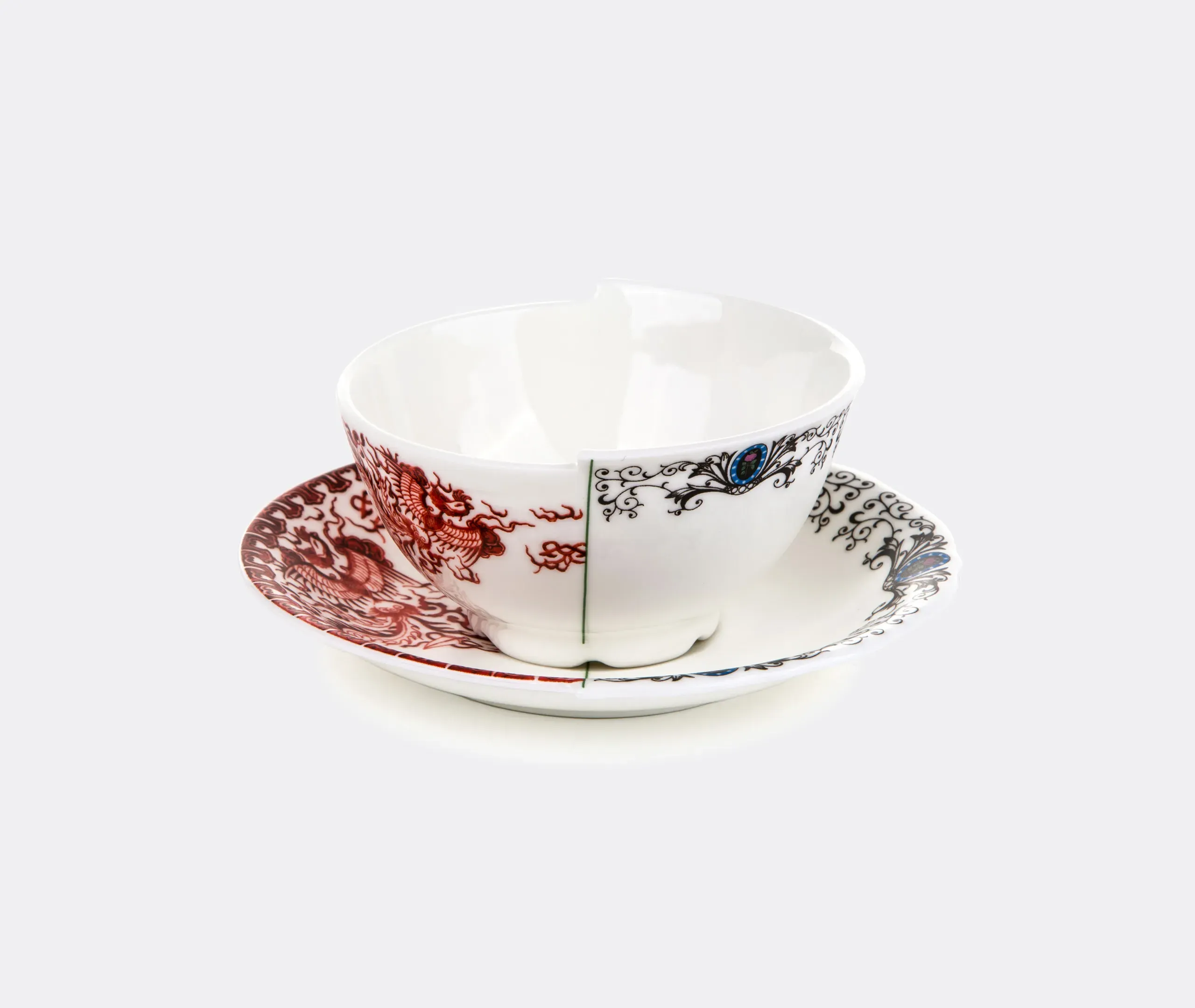 Hybrid Zora Teacup with Saucer - Multicolor, Bone China