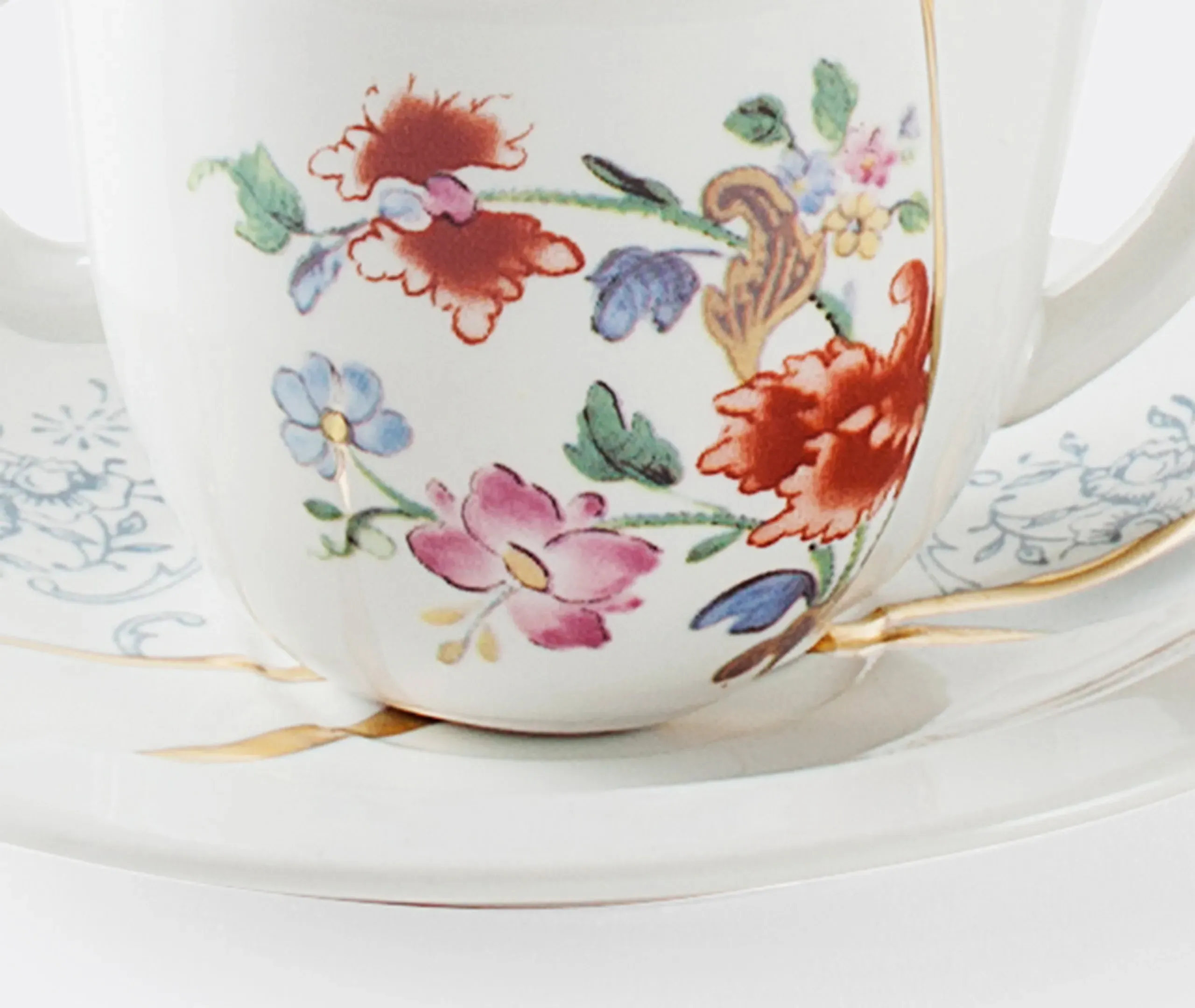 Kintsugi Coffee Cup and Saucer - White, Porcelain alternate view