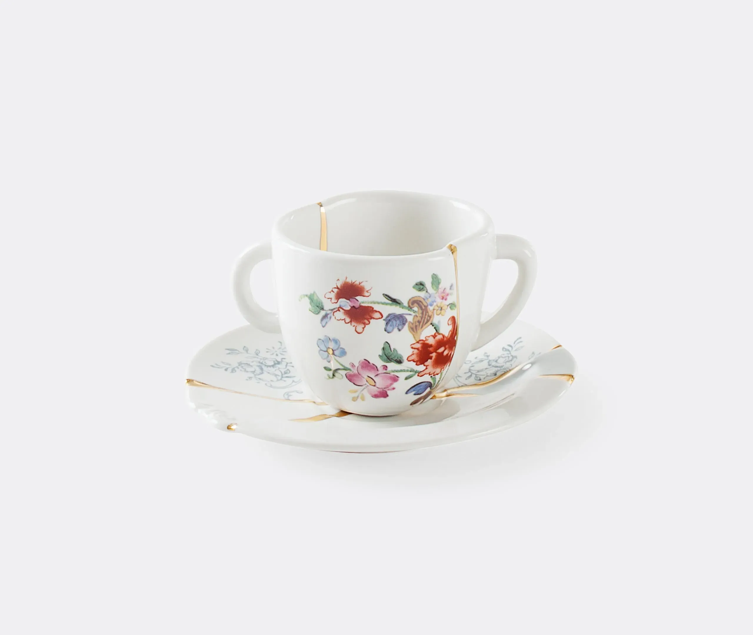 Kintsugi Coffee Cup and Saucer - White, Porcelain product