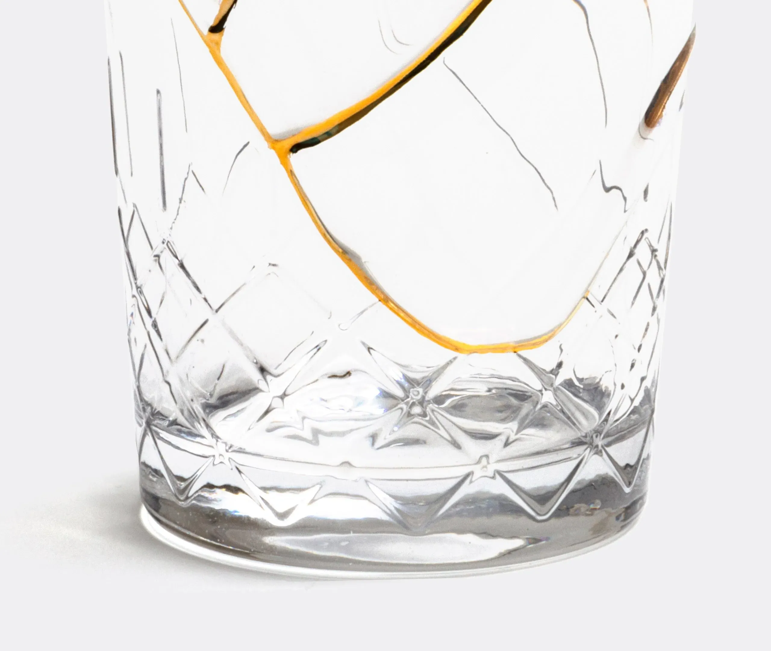 Kintsugi Glass with Gold Accents - Clear, Glass