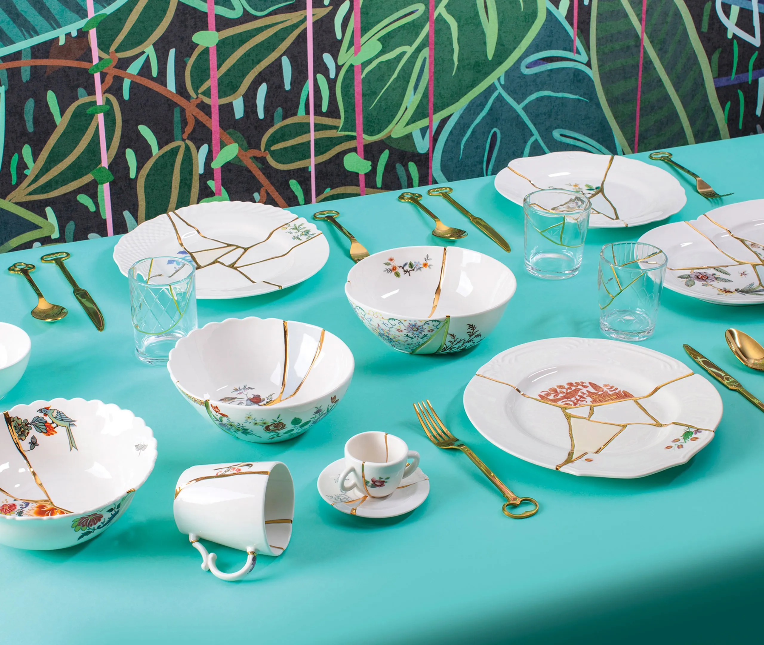 Kintsugi Glass with Gold Accents - Clear, Glass