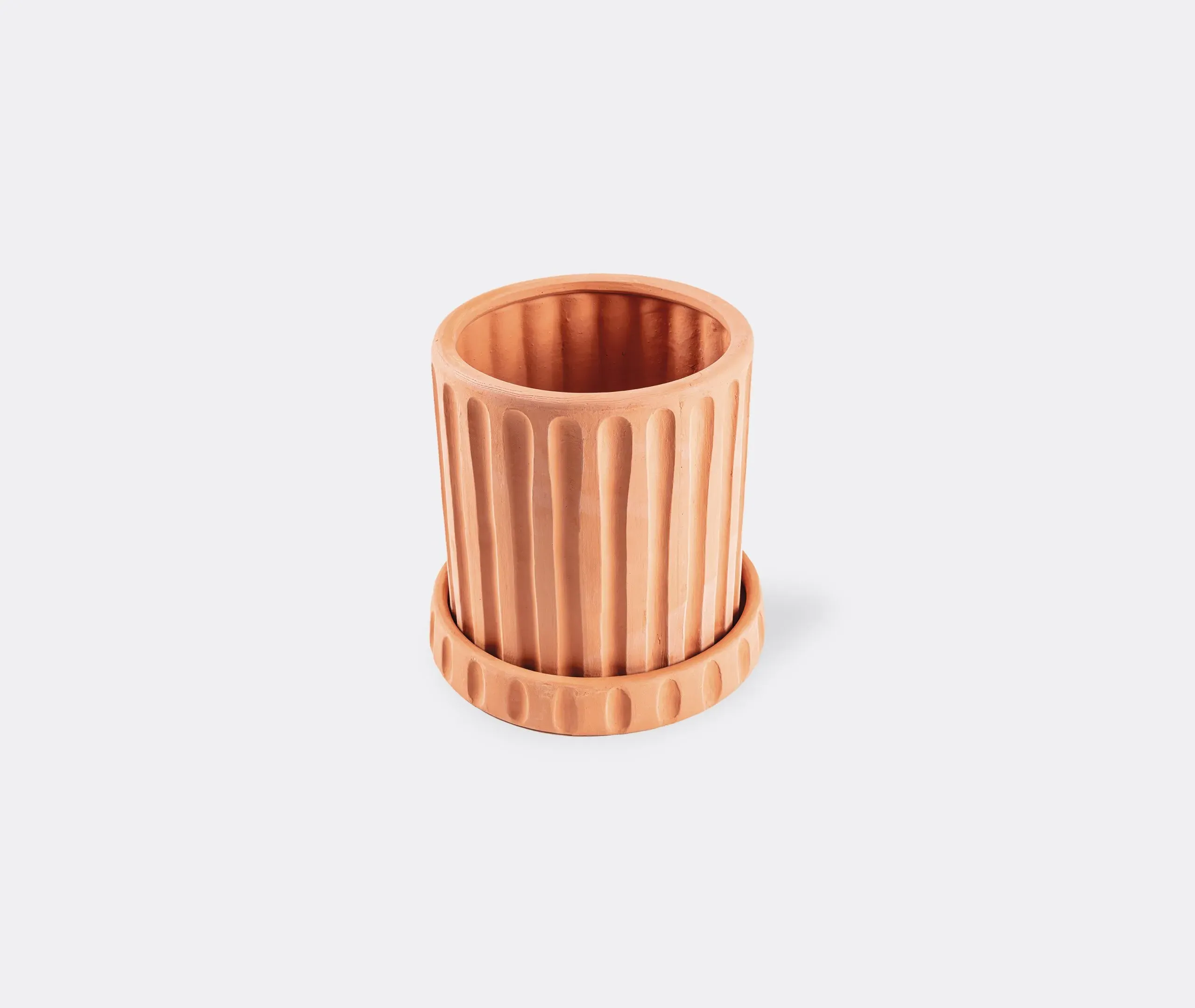 Linear Vase with Saucer - Terracotta