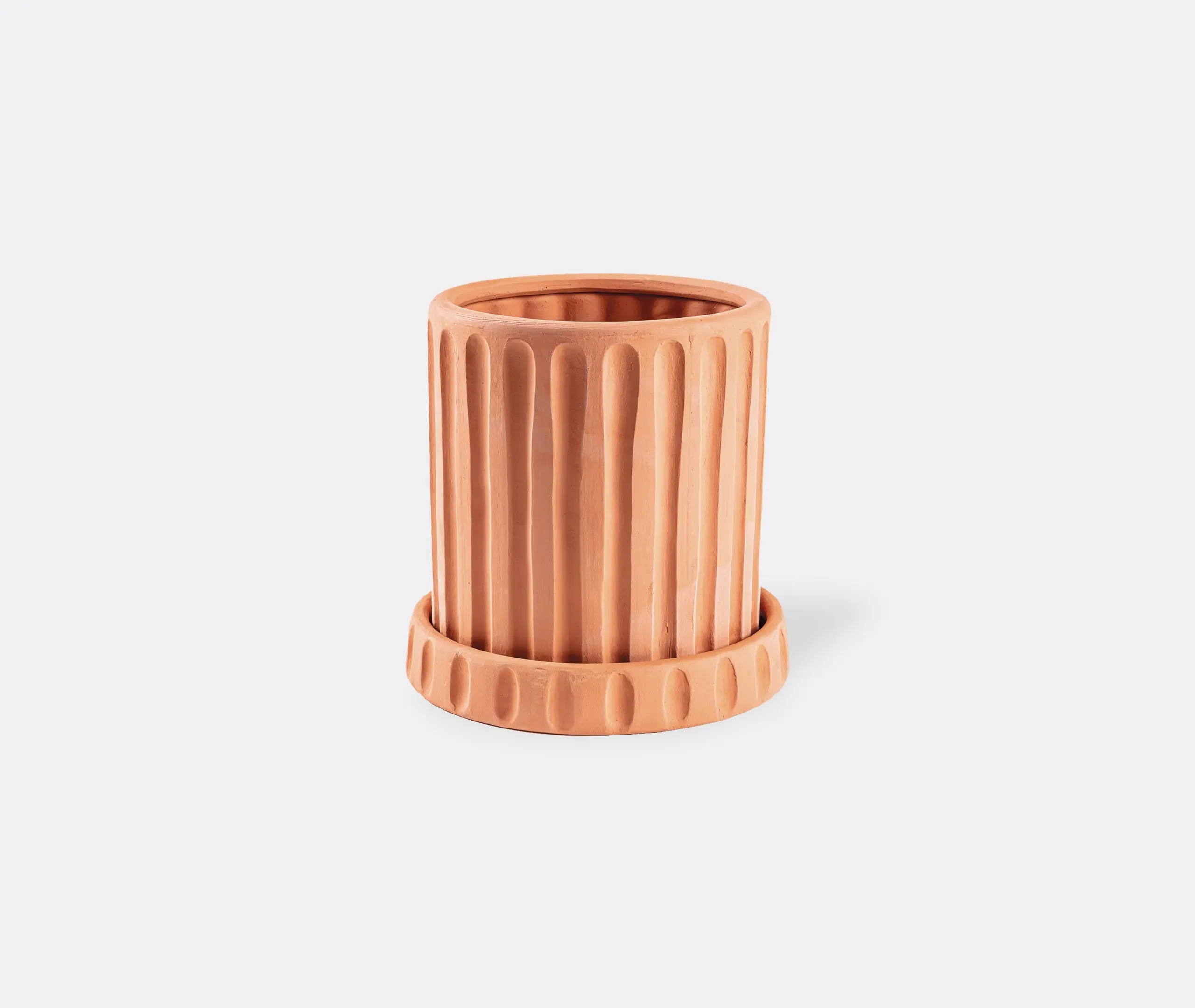 Linear Vase with Saucer - Terracotta