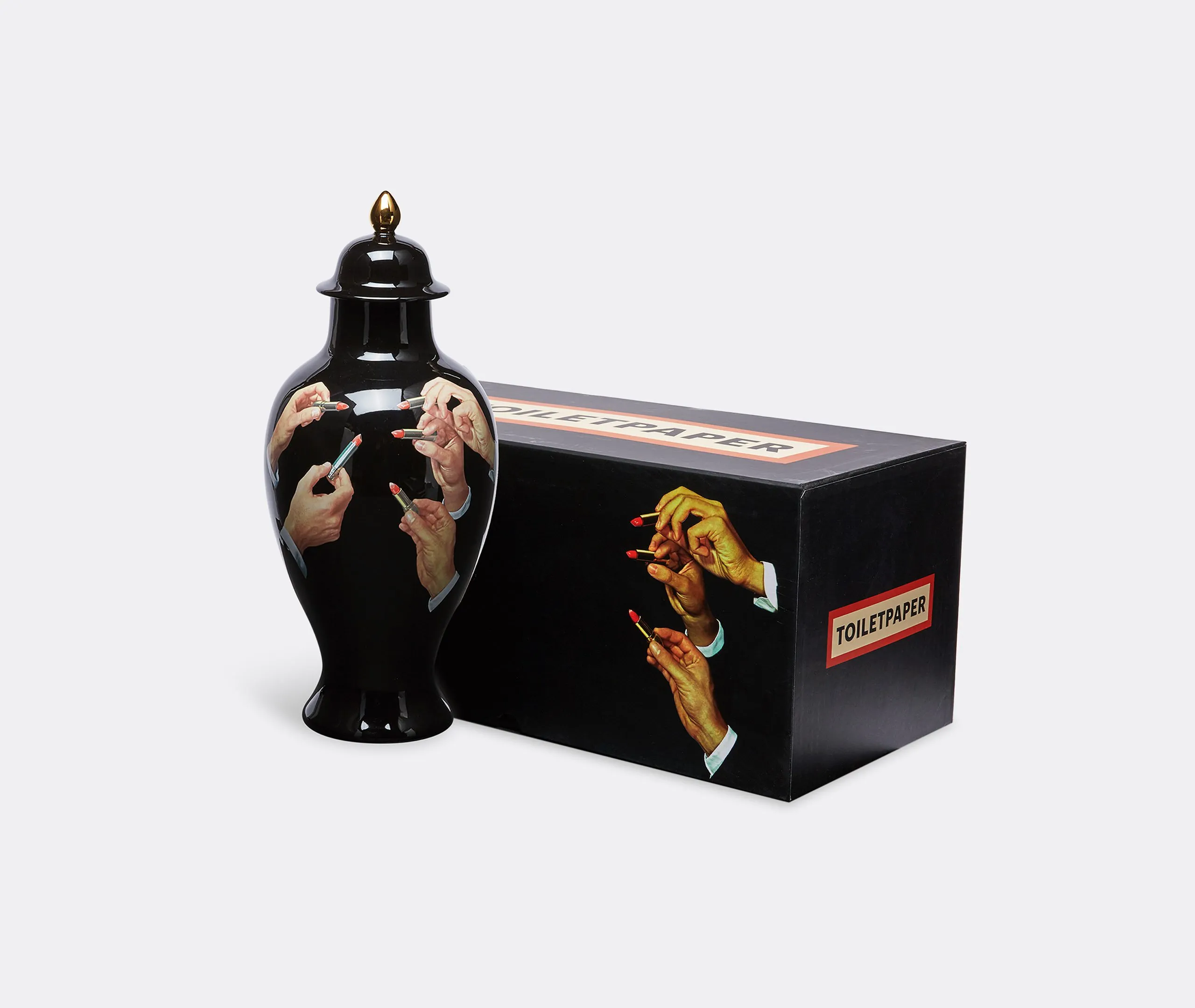 Lipsticks Black Vase - Black, Porcelain