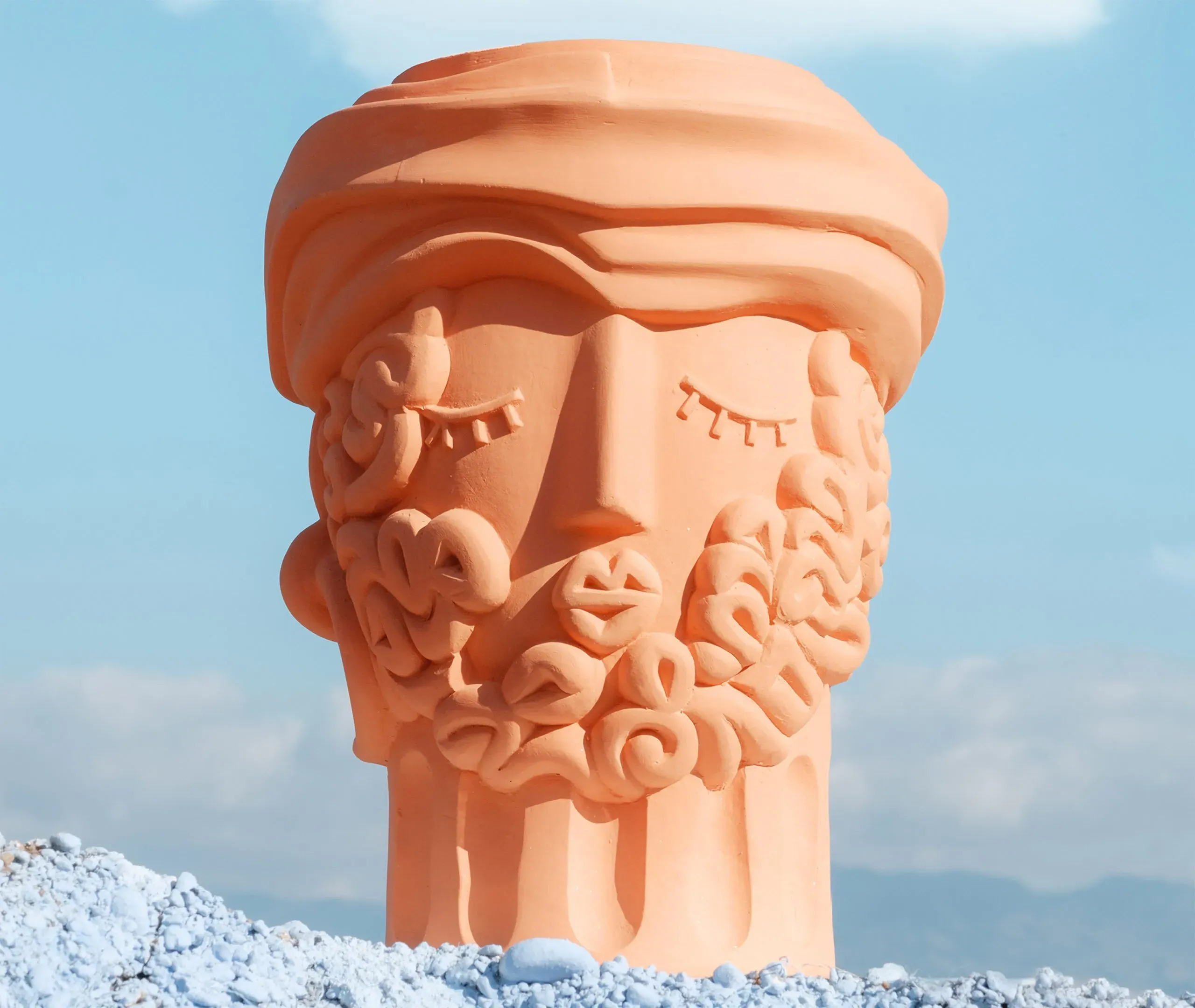 Magna Graecia Man Terracotta Vase - Terracotta