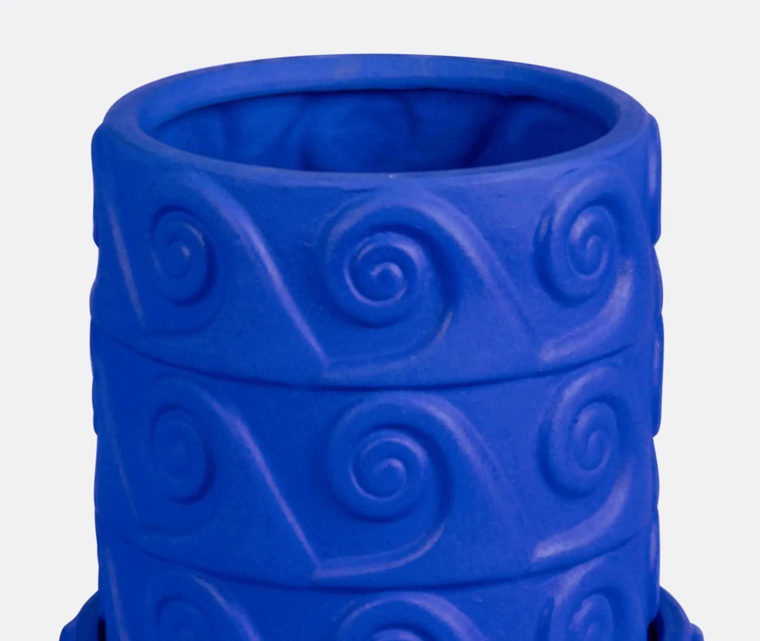 Magna Graecia Onda Terracotta Vase with Saucer - Cobalt Blue