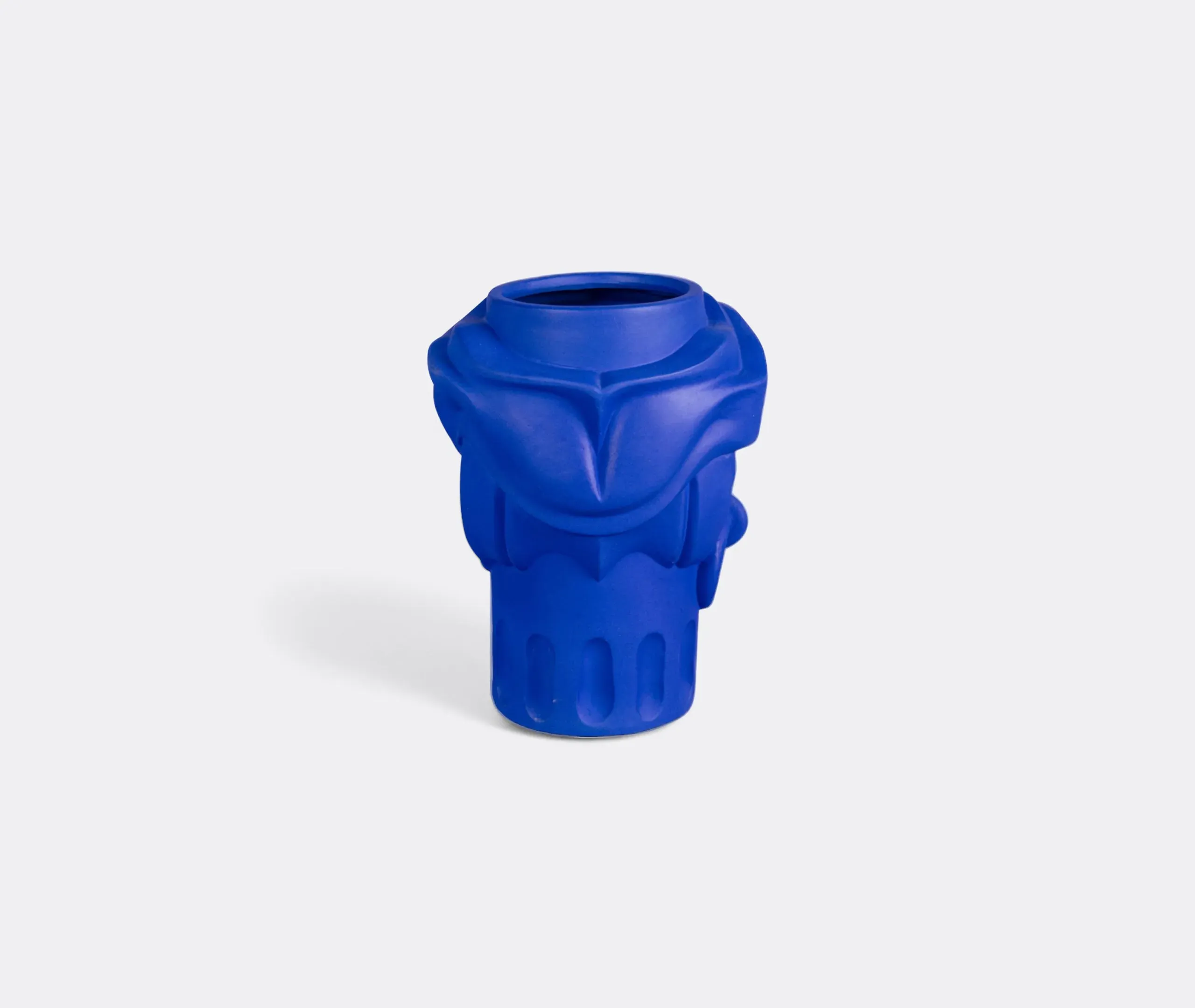 Man Face Terracotta Vase - Cobalt Blue