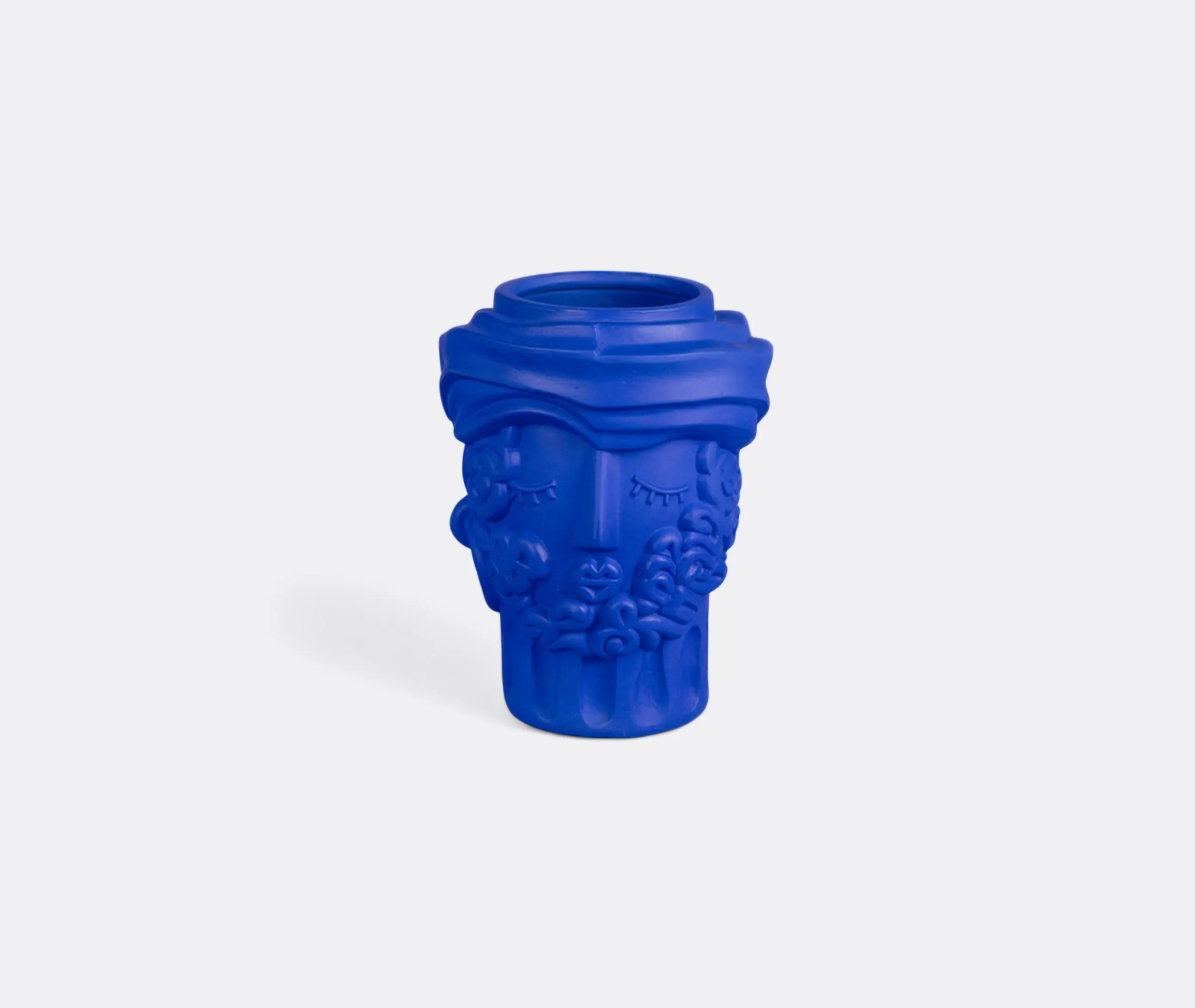 Man Face Terracotta Vase - Cobalt Blue