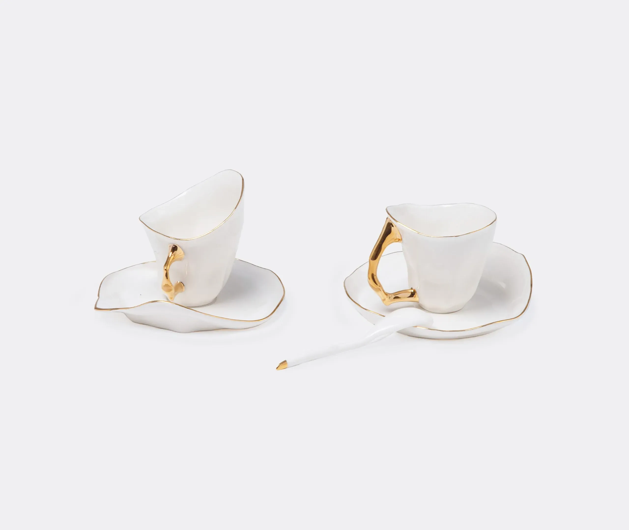 Meltdown Coffee Cup Set of Two - White, Porcelain