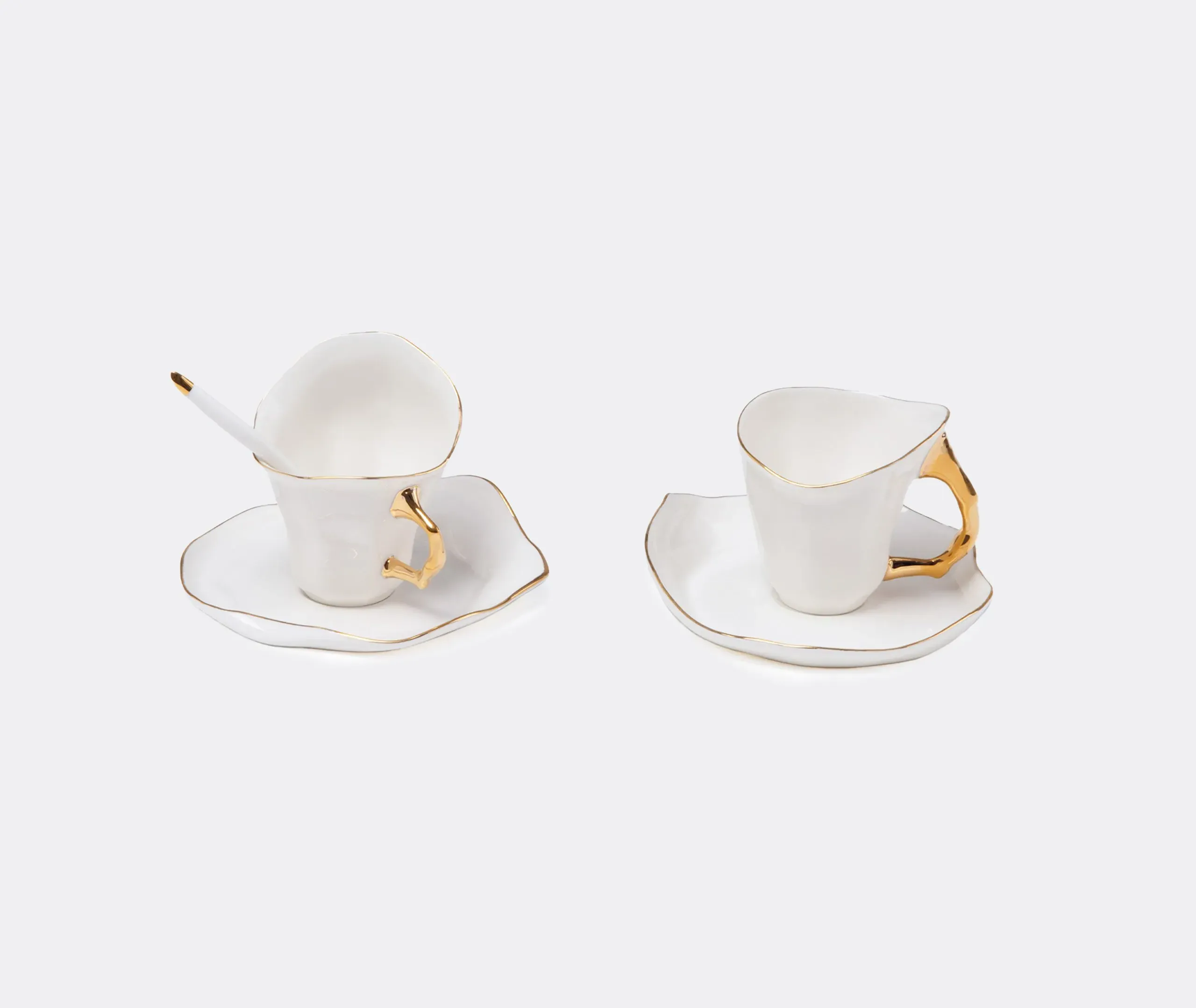Meltdown Coffee Cup Set of Two - White, Porcelain