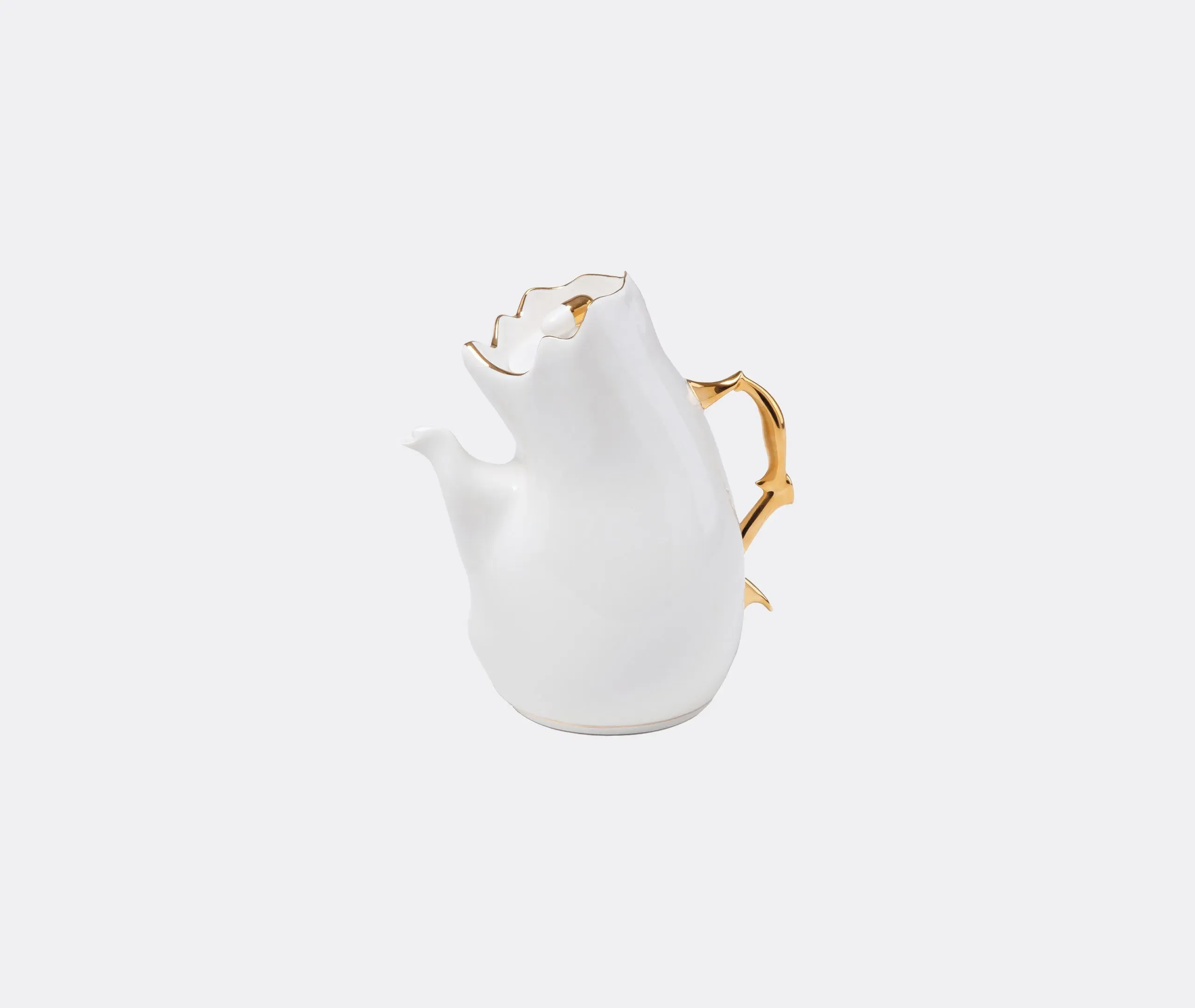 Meltdown Teapot with Gold Edging - White, Porcelain image