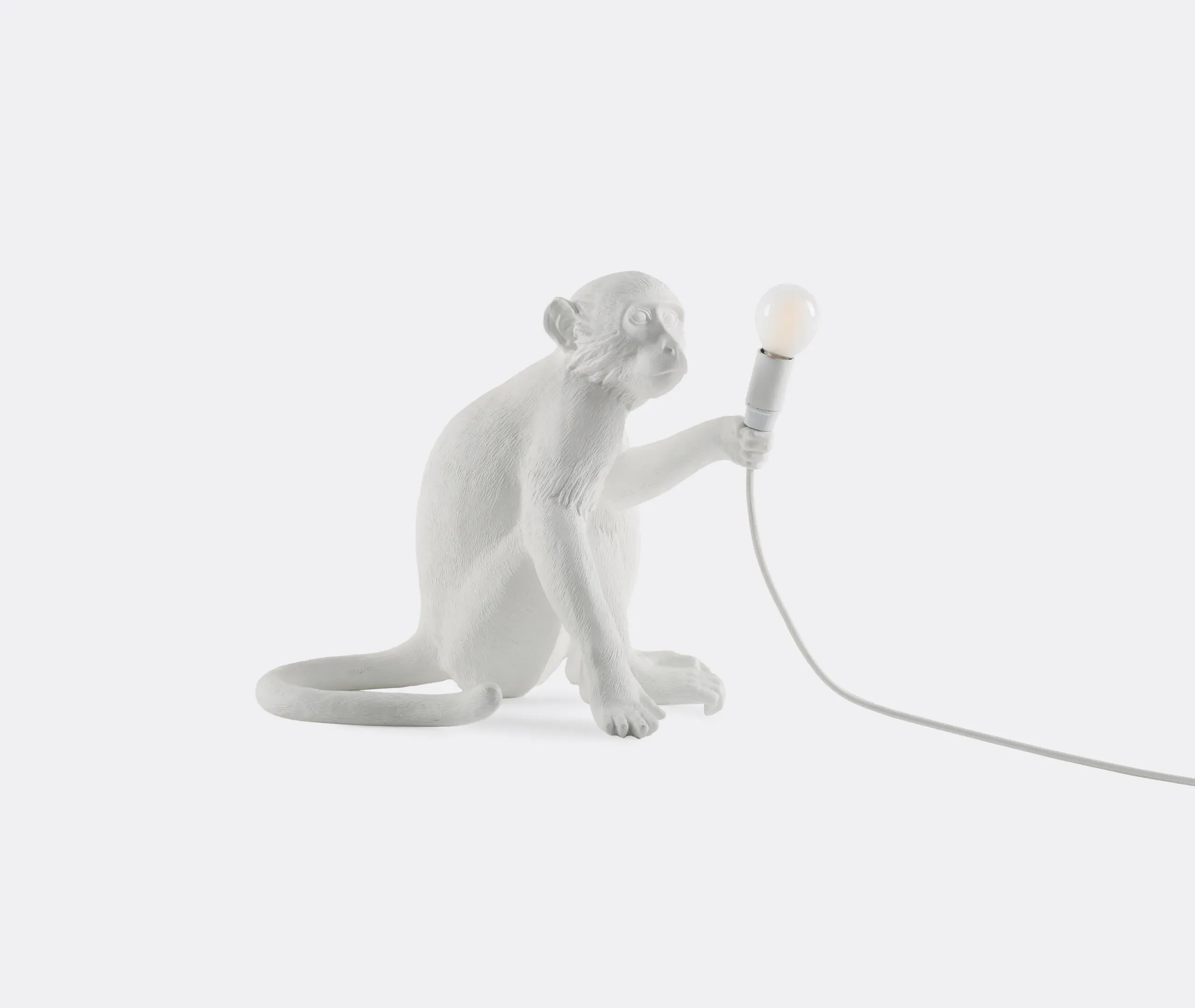 Monkey Sitting Table Lamp - White, Resin alternate view