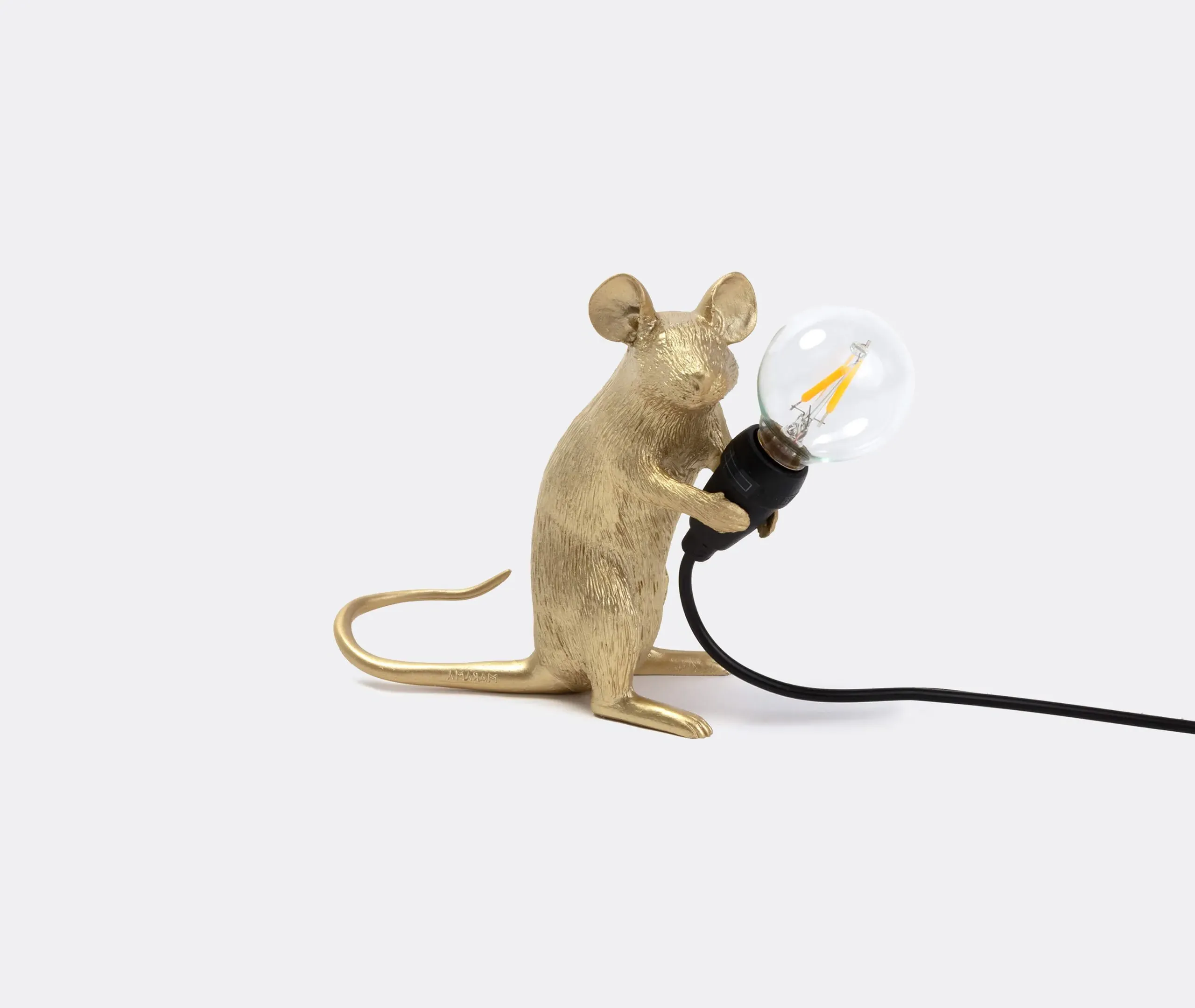 Mouse Sitting Table Lamp with LED Bulb - Gold, Resin image