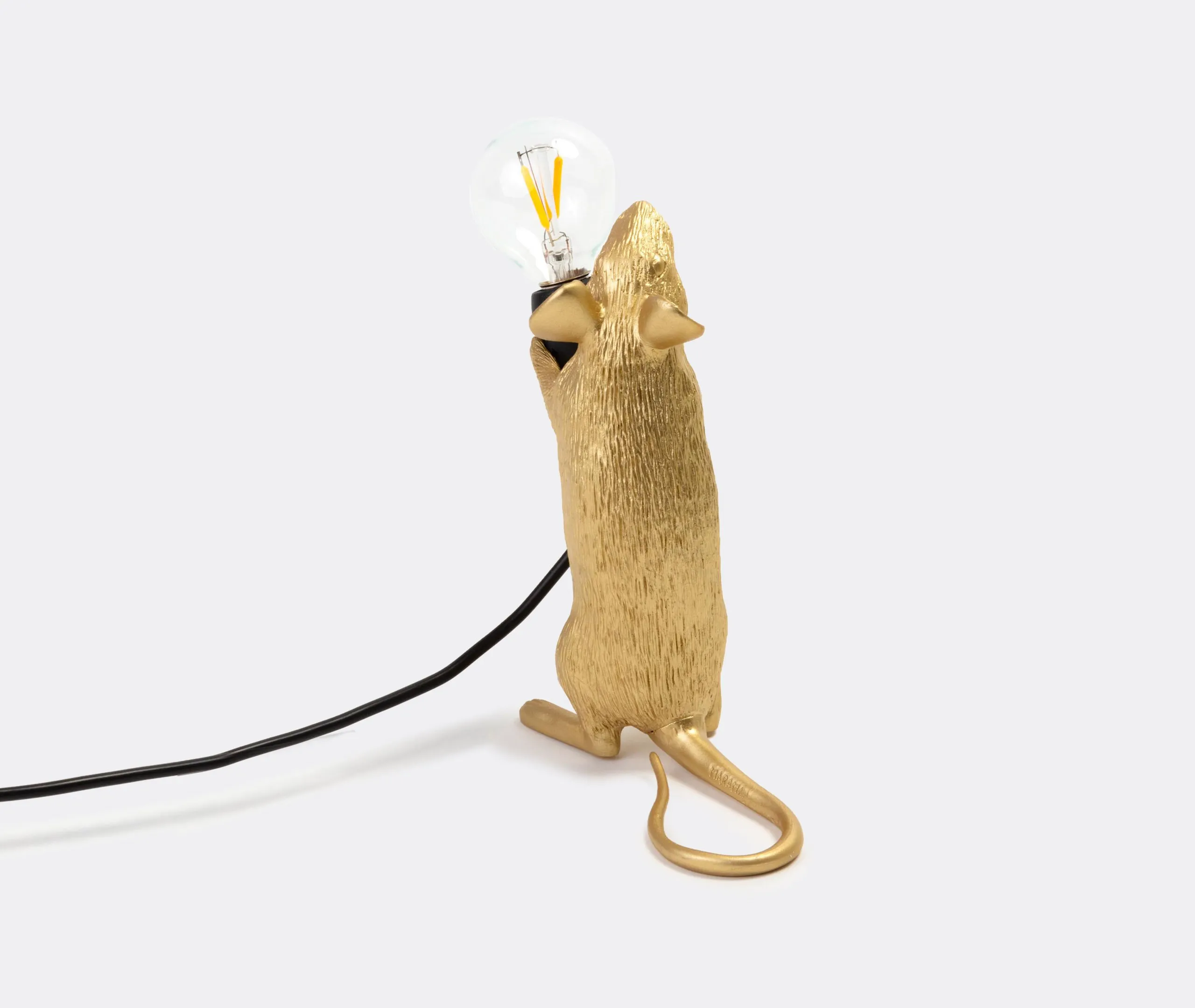 Mouse Standing Table Lamp with LED Bulb - Gold, Resin