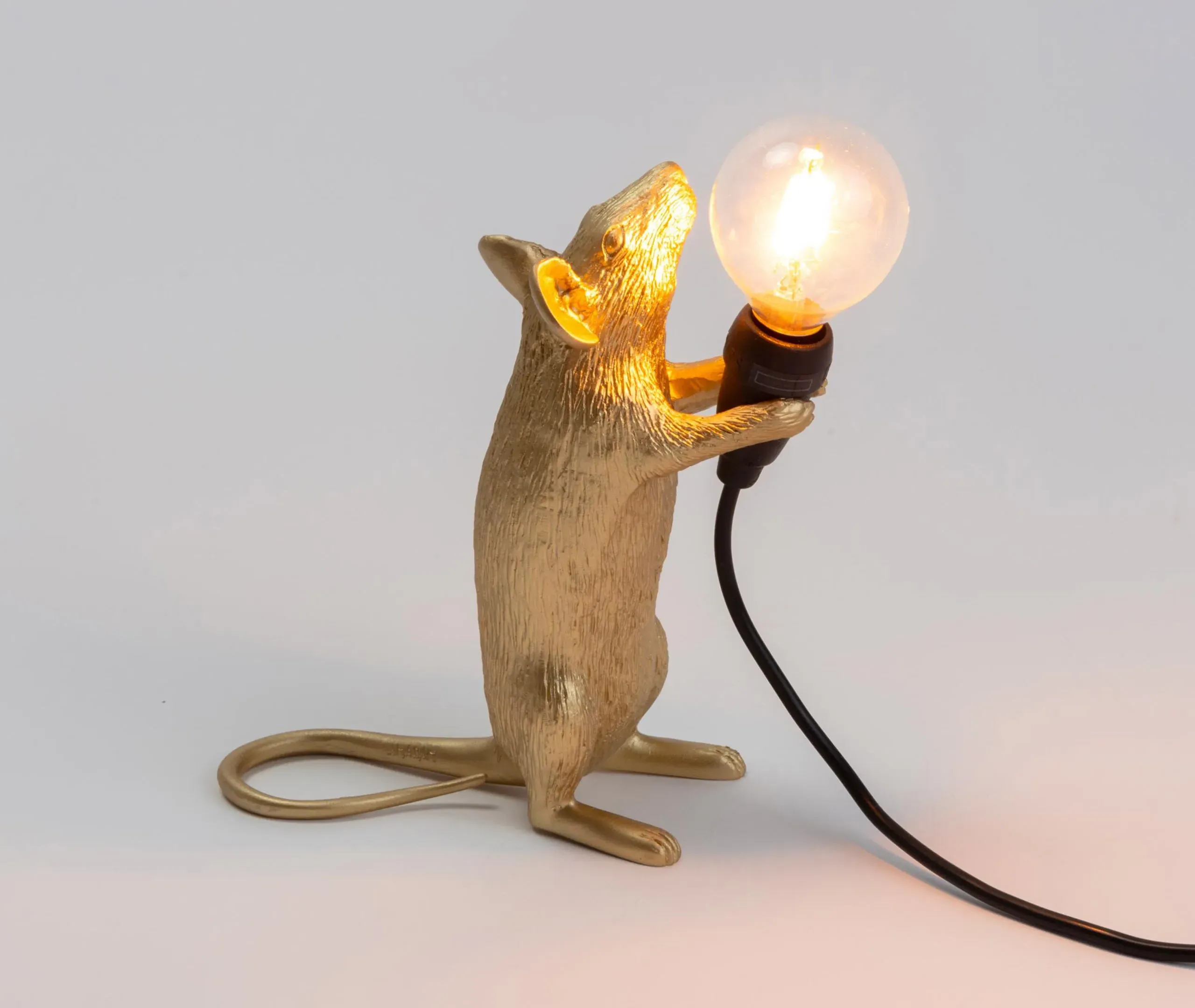 Mouse Standing Table Lamp with LED Bulb - Gold, Resin