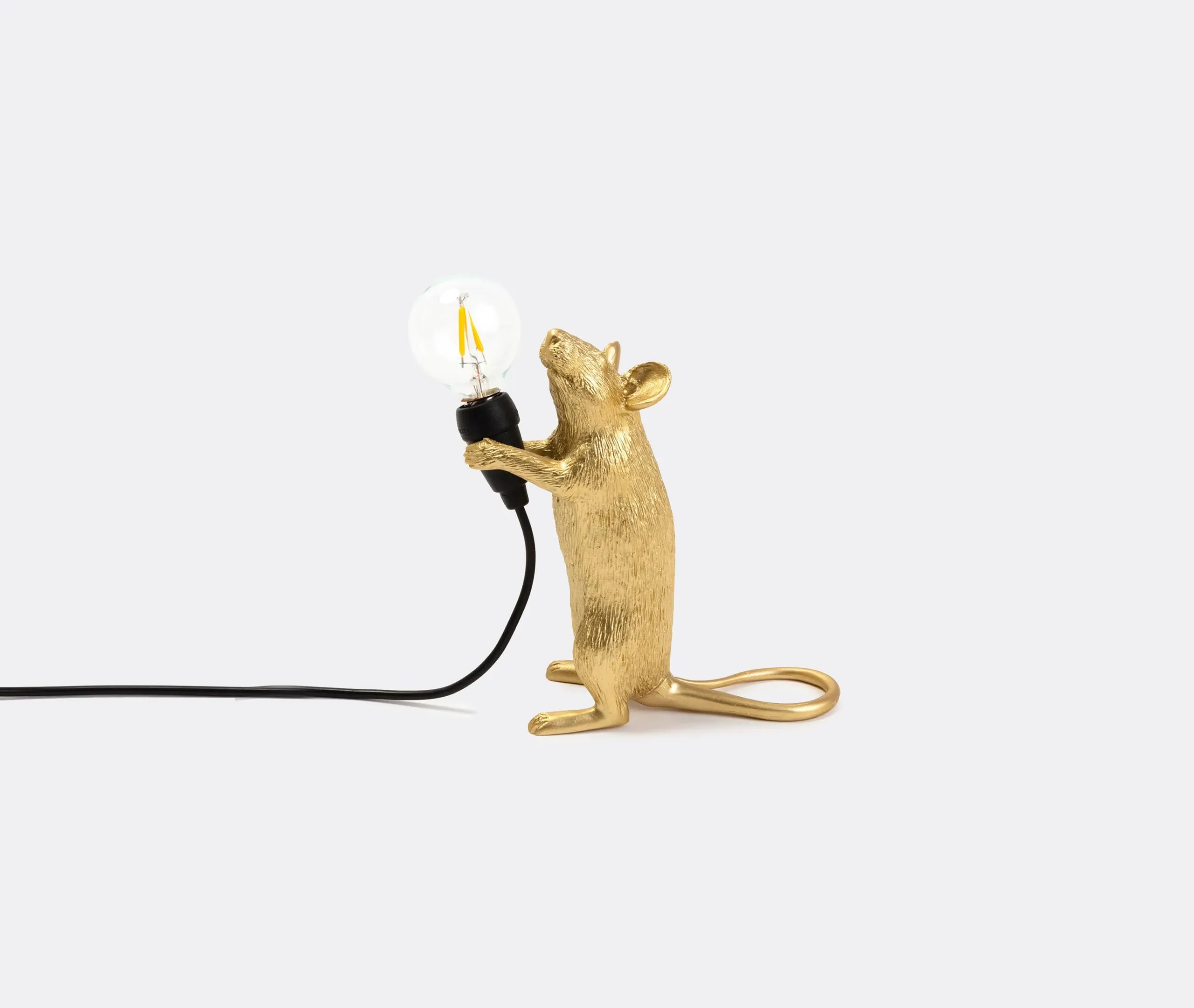 Mouse Standing Table Lamp with LED Bulb - Gold, Resin