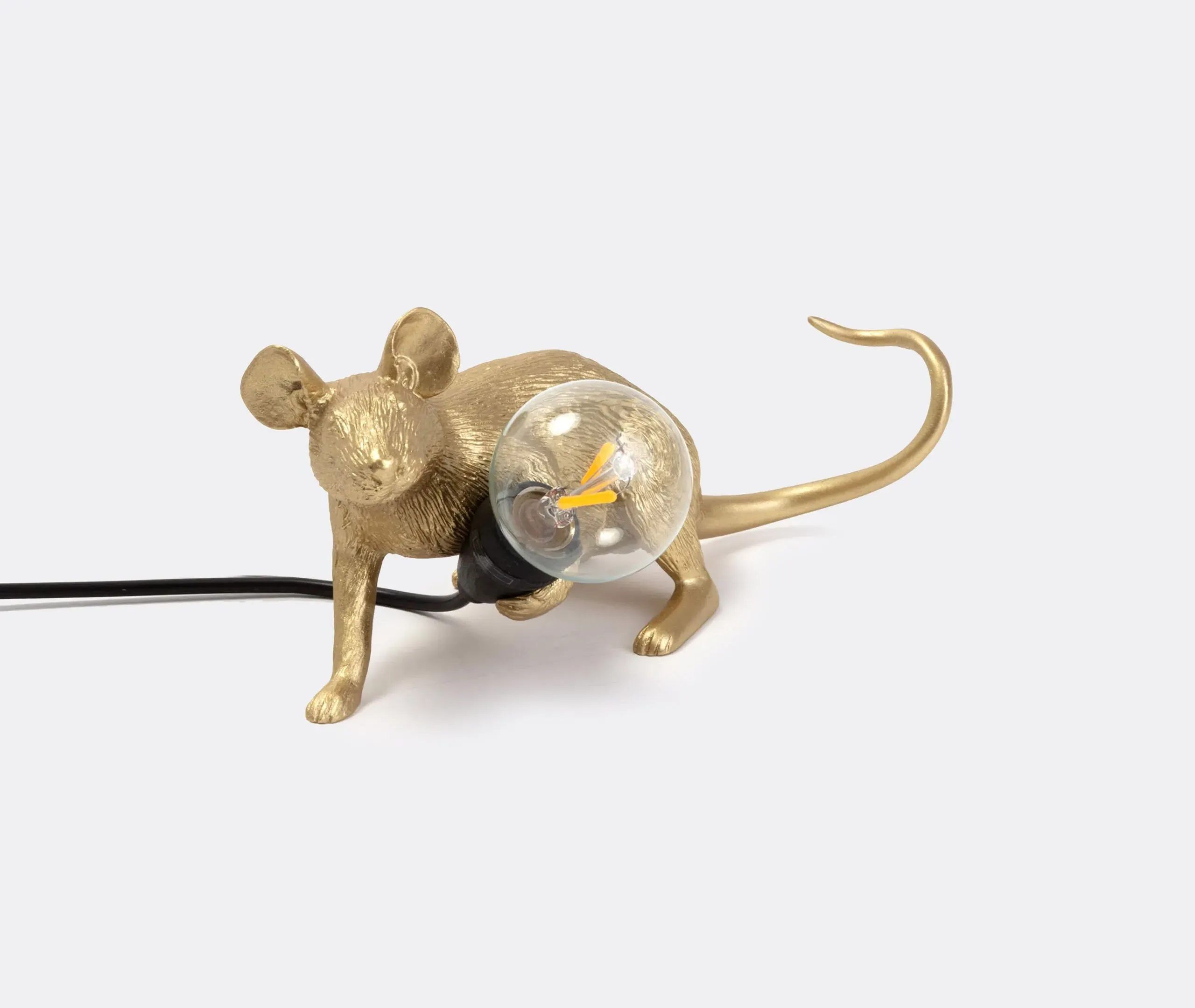 Mouse Table Lamp Lying Down - Gold, Resin